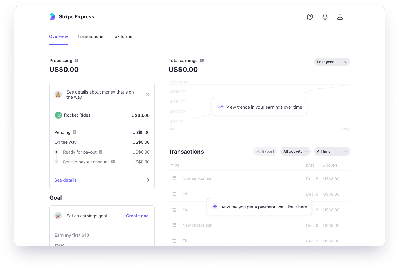 Stripe Connect screenshot