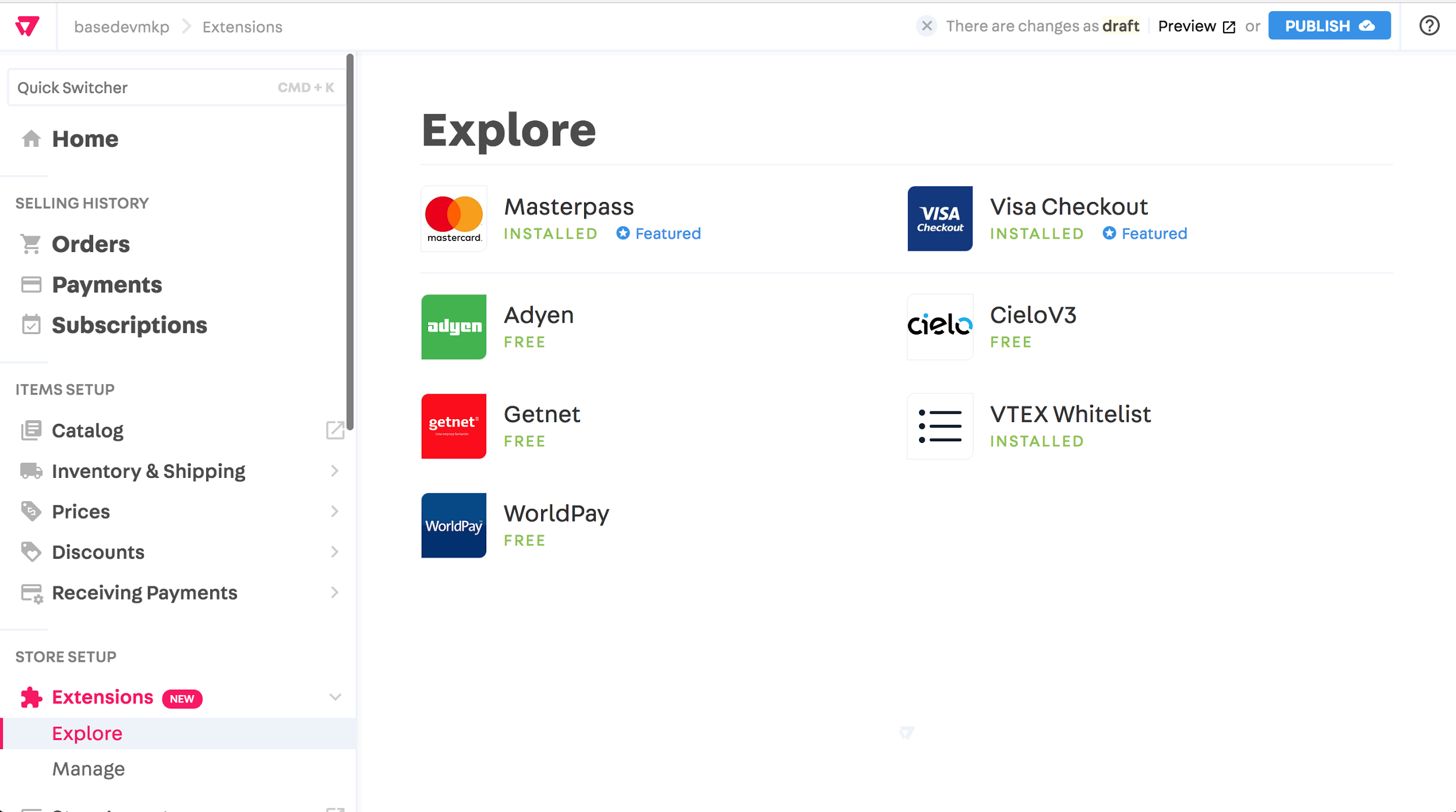 VTEX Shield screenshot