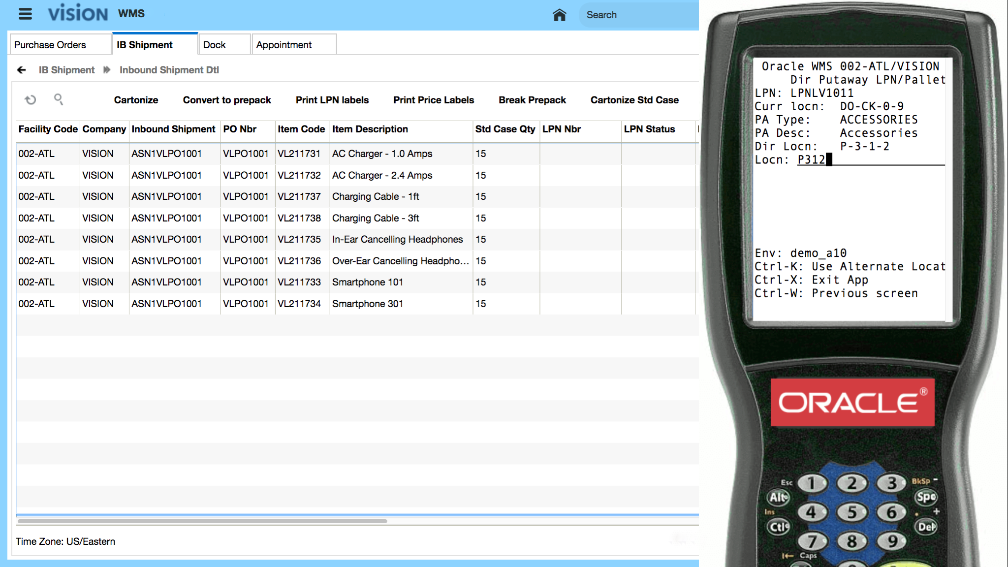 Oracle Warehouse Management Cloud screenshot
