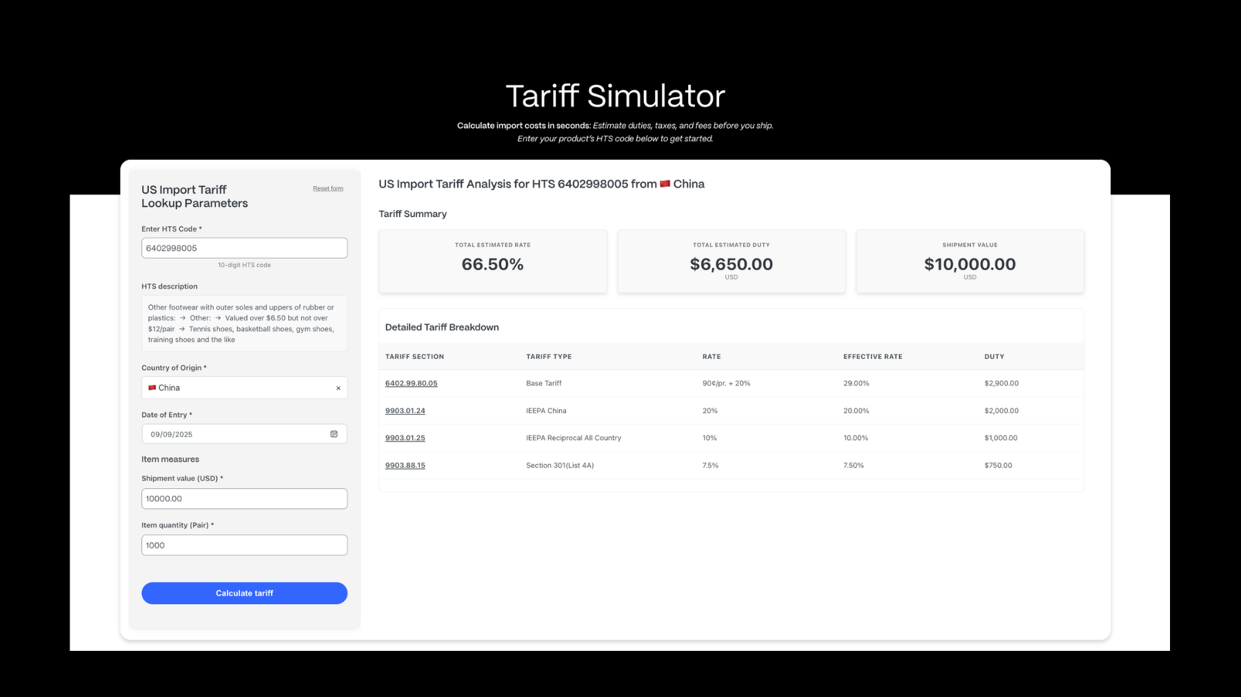 Tariff Tracker screenshot