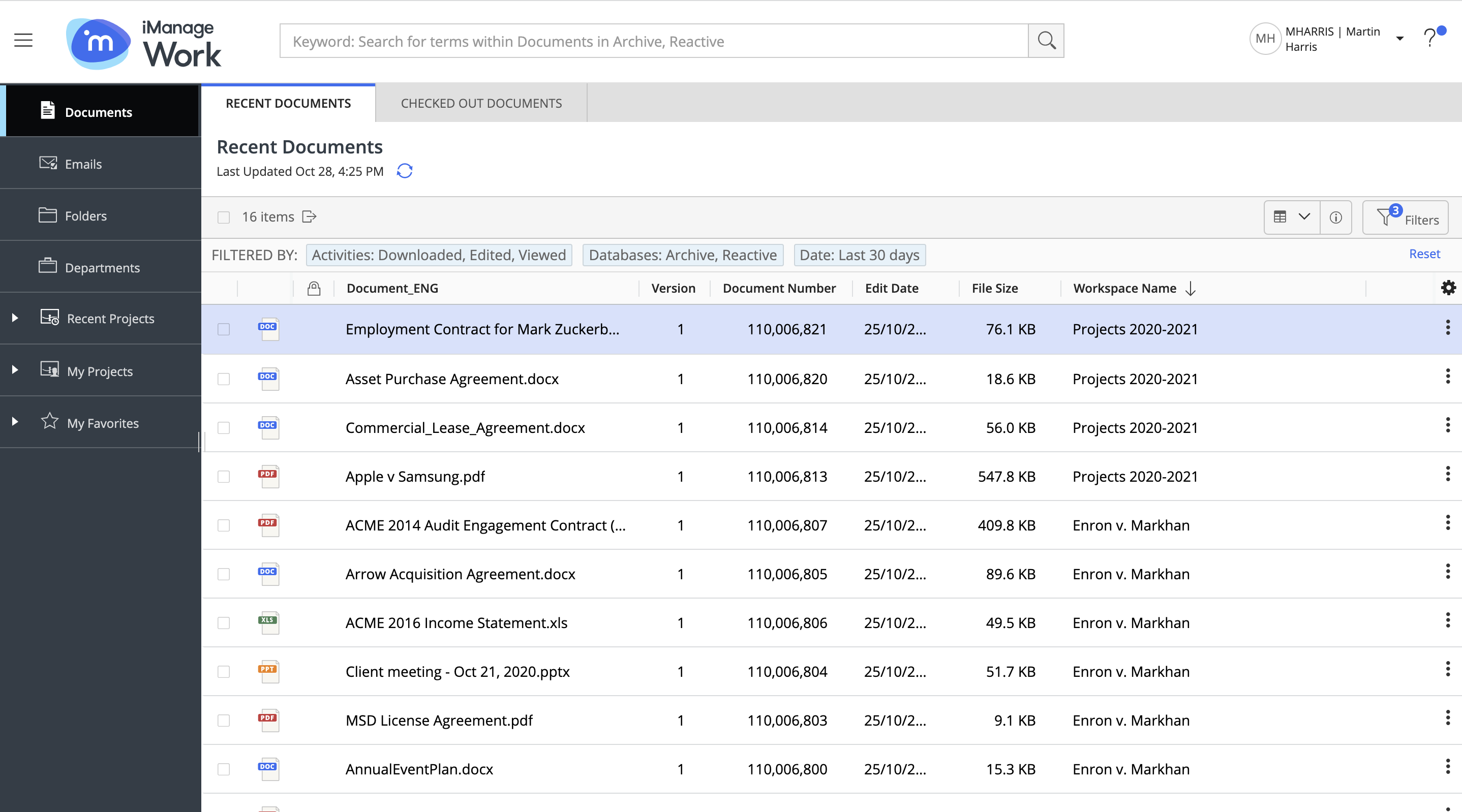 iManage Insight+ screenshot