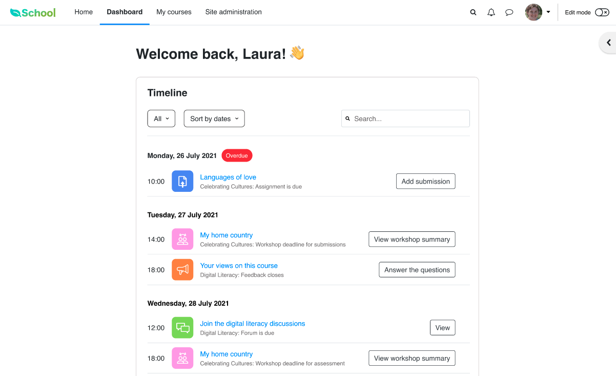 MoodleCloud screenshot