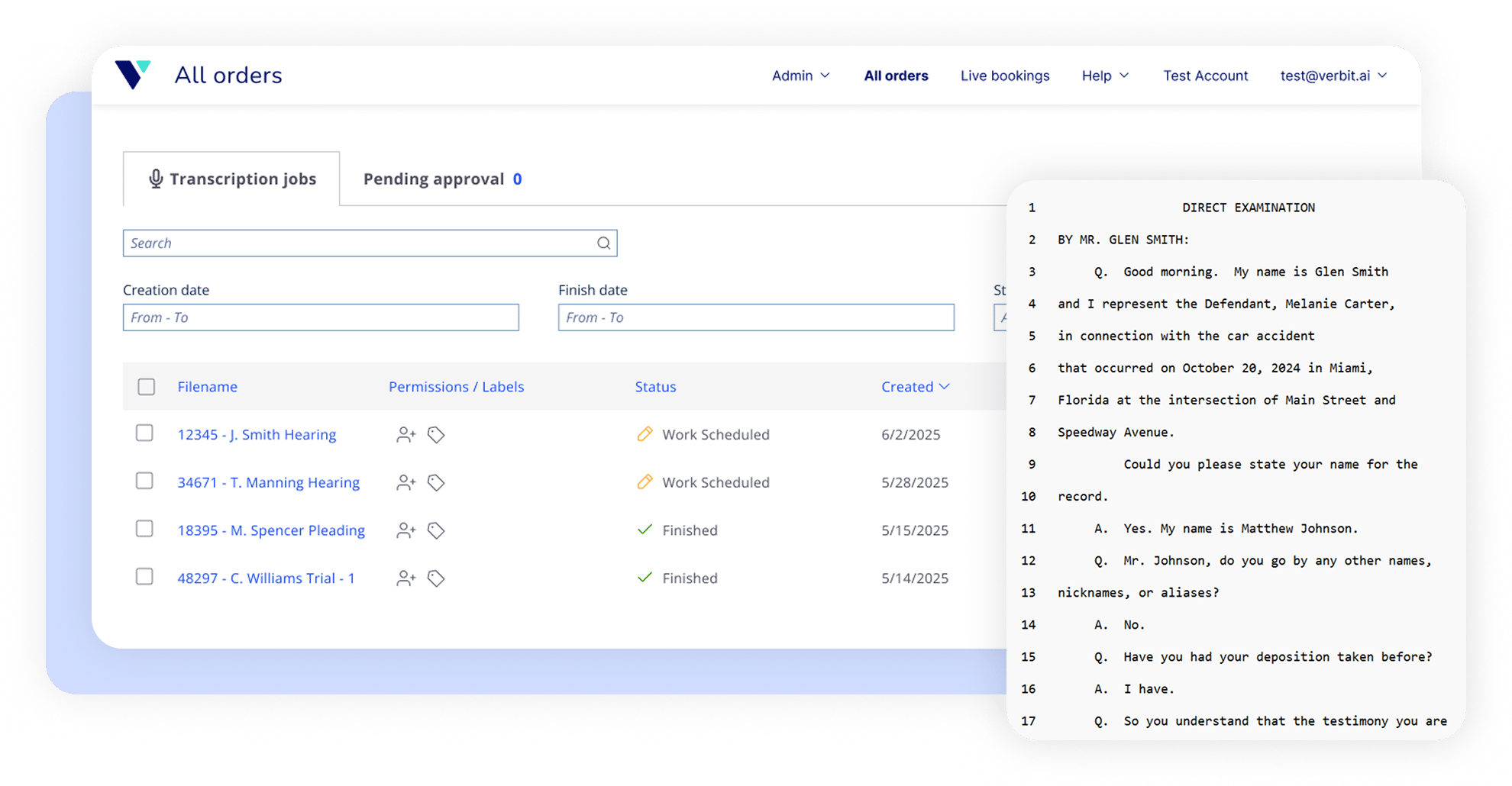 Verbit Archive screenshot