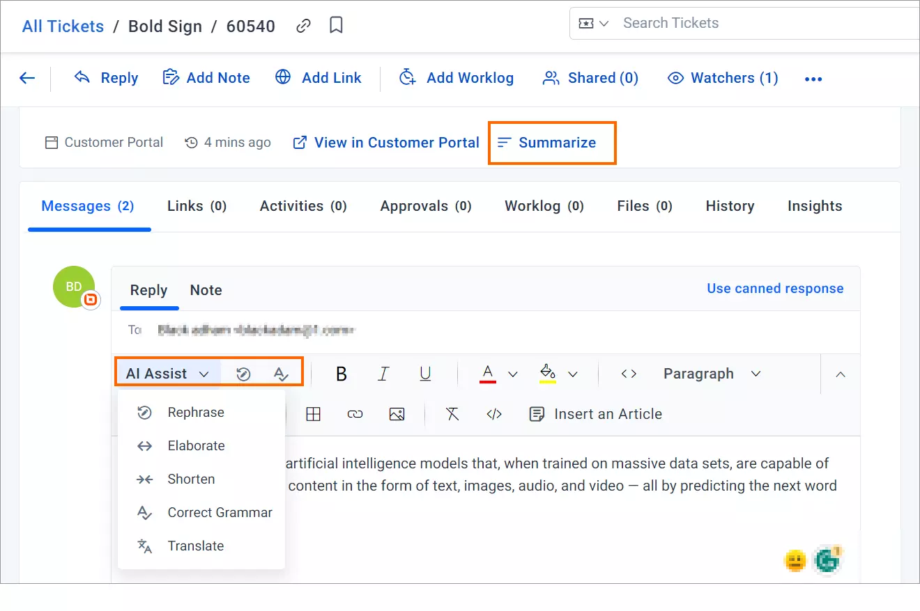 BoldDesk AI Agent screenshot