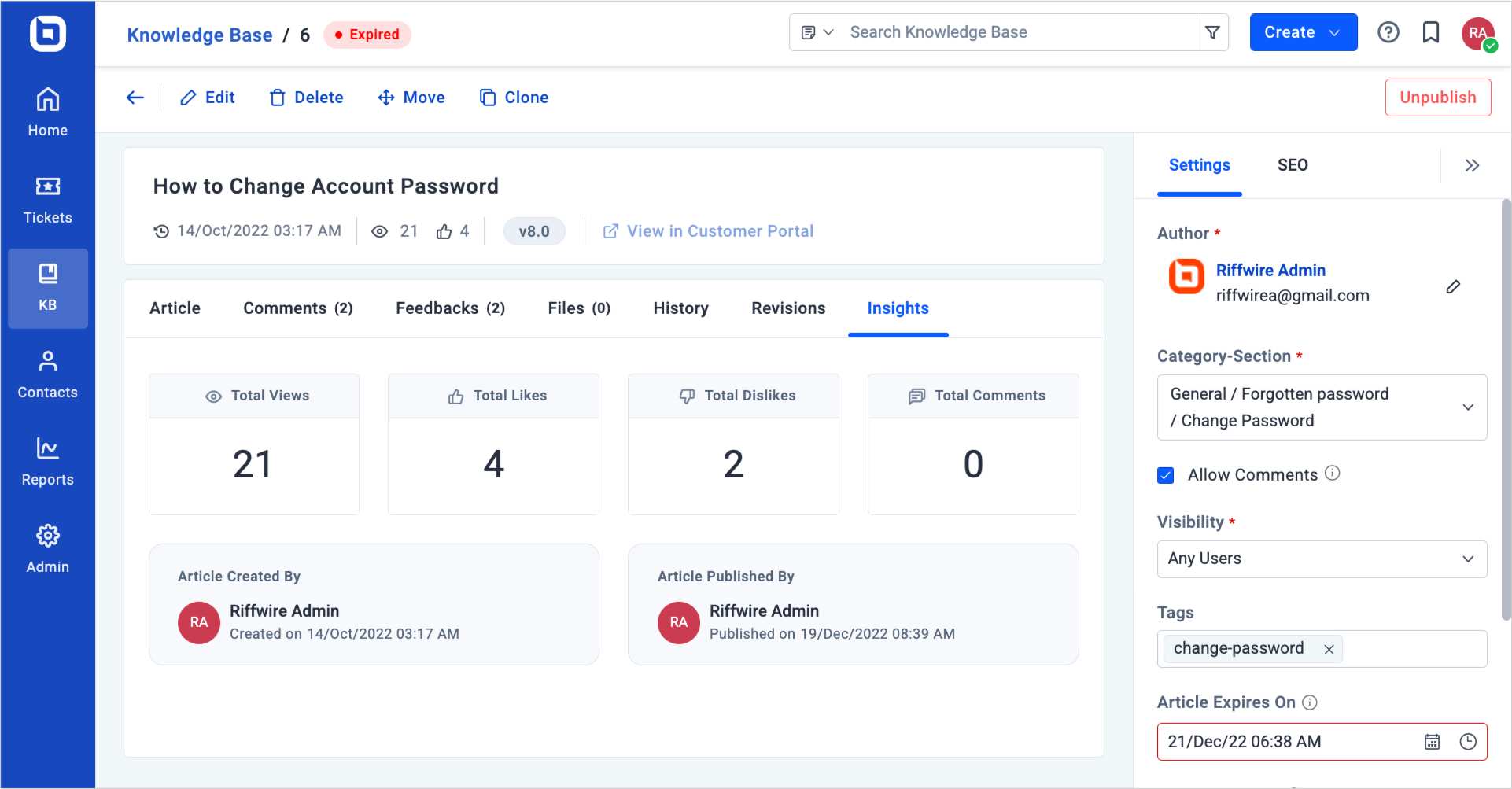 BoldDesk Knowledge Base screenshot