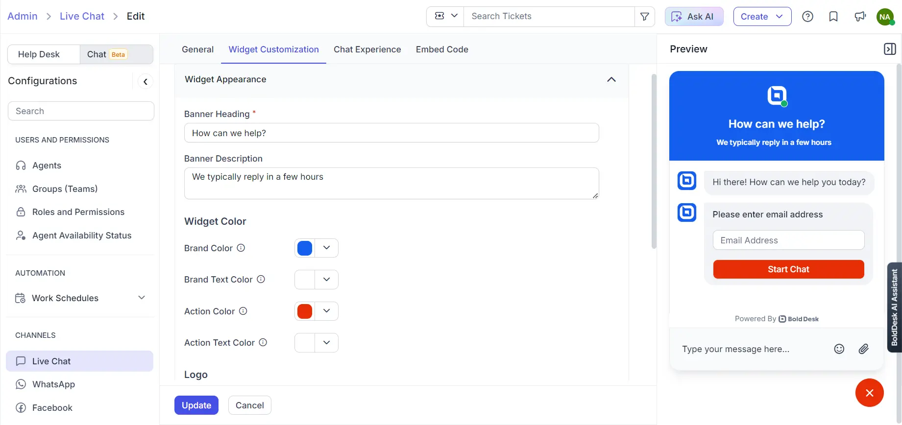 BoldDesk Live Chat screenshot