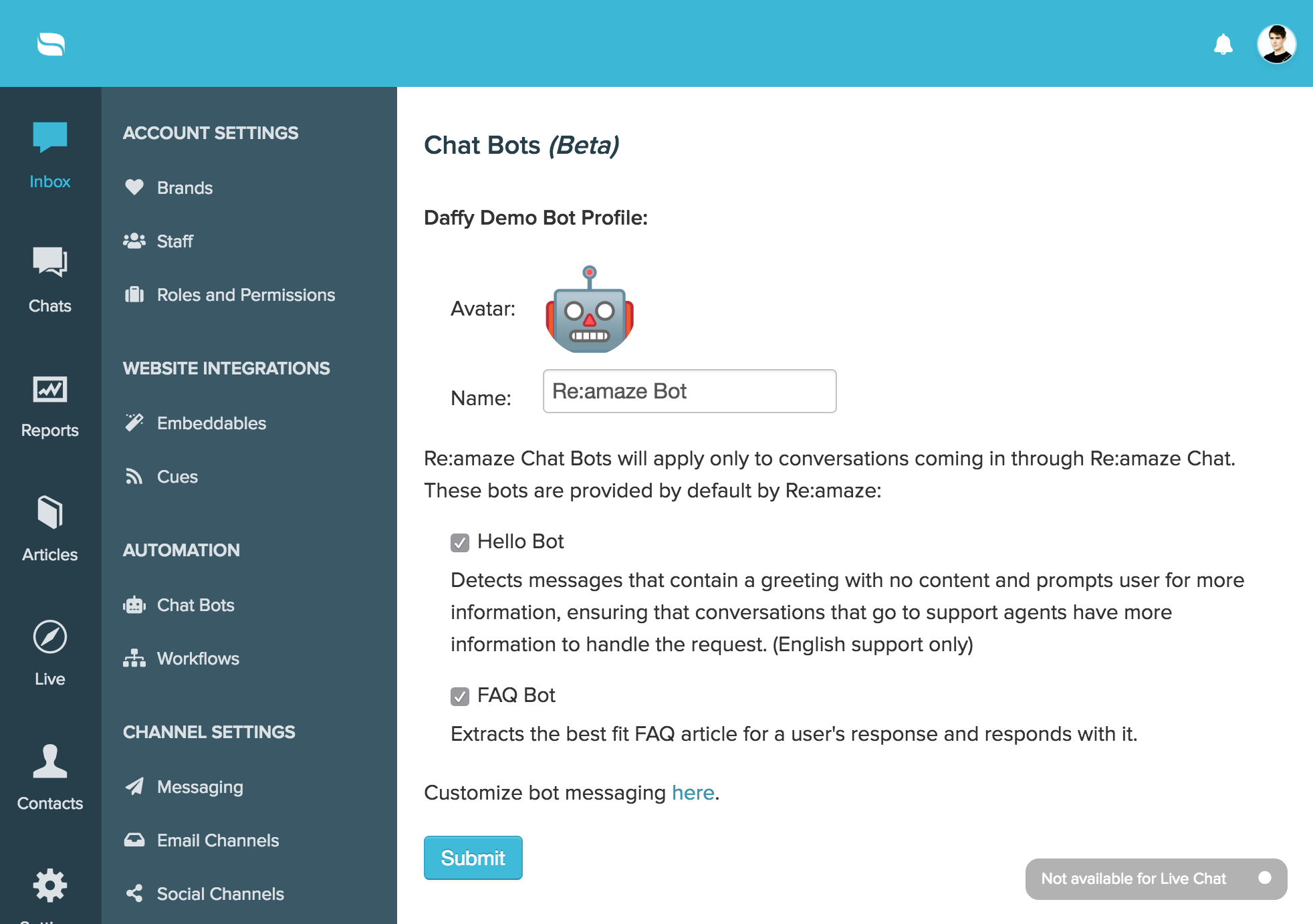 Chatbots screenshot