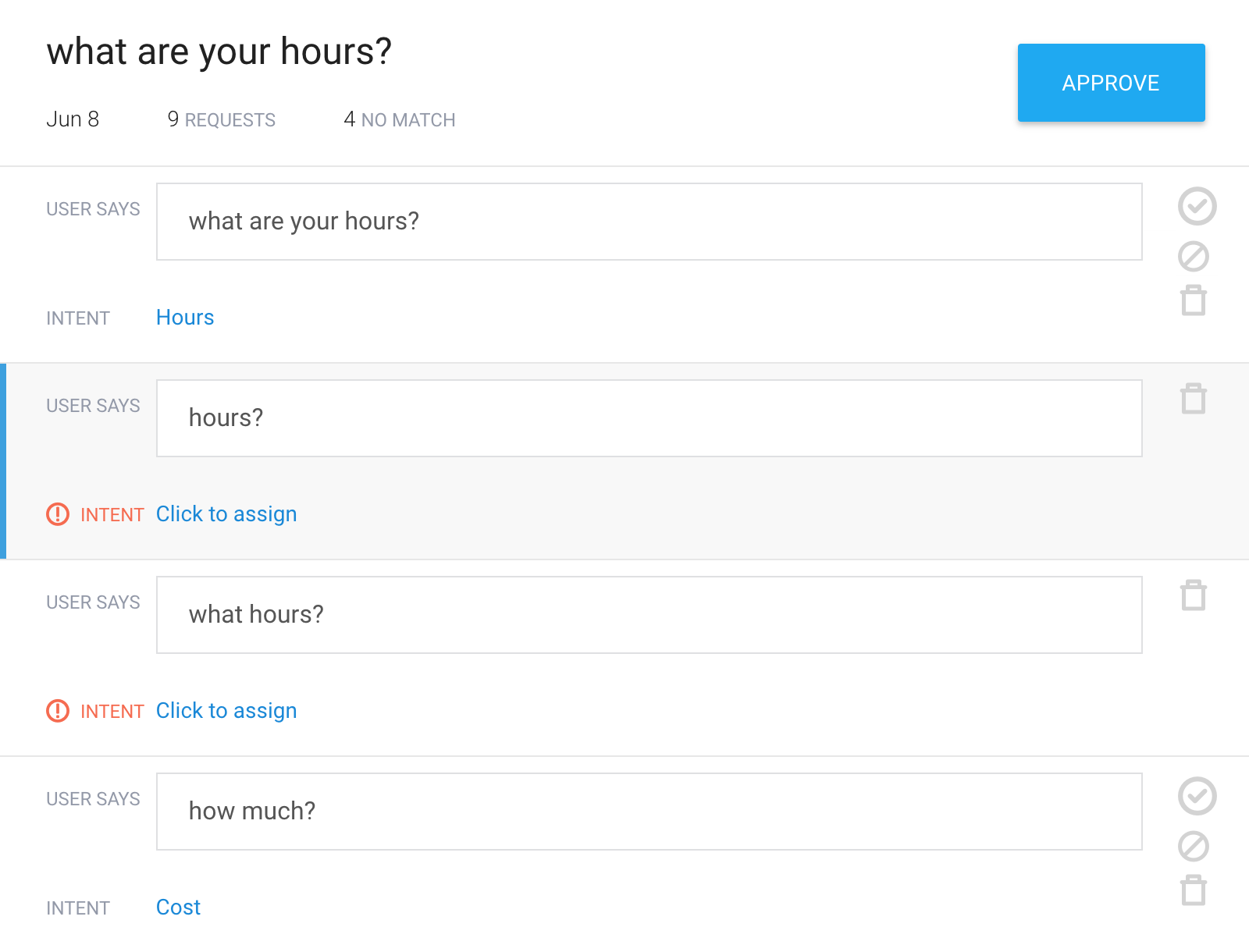 Dialogflow ES screenshot