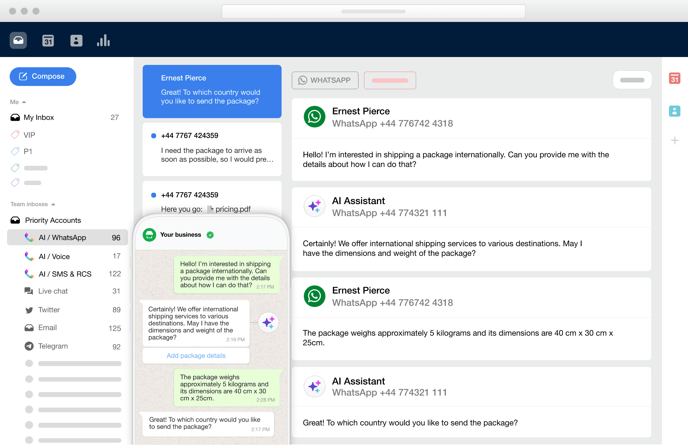 Front AI Chatbot screenshot