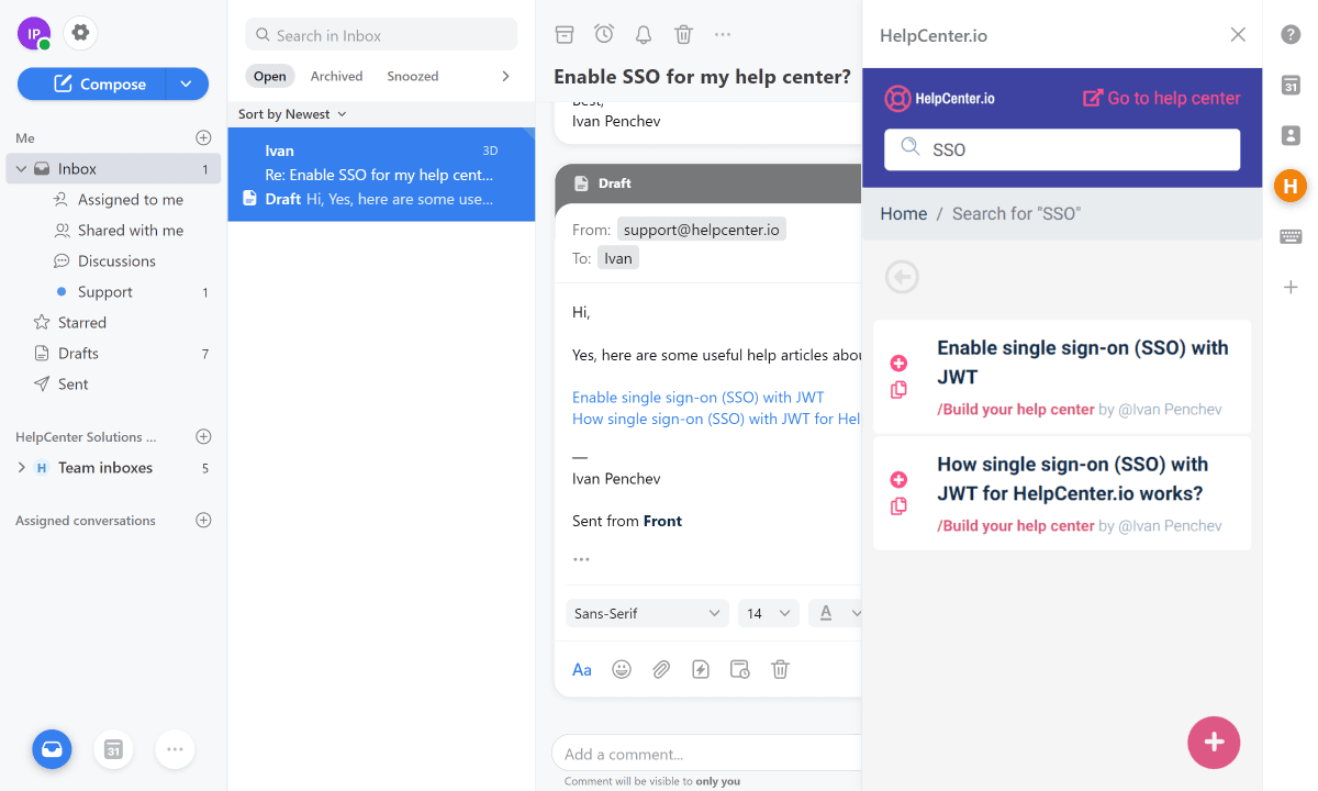 Front Knowledge Base screenshot
