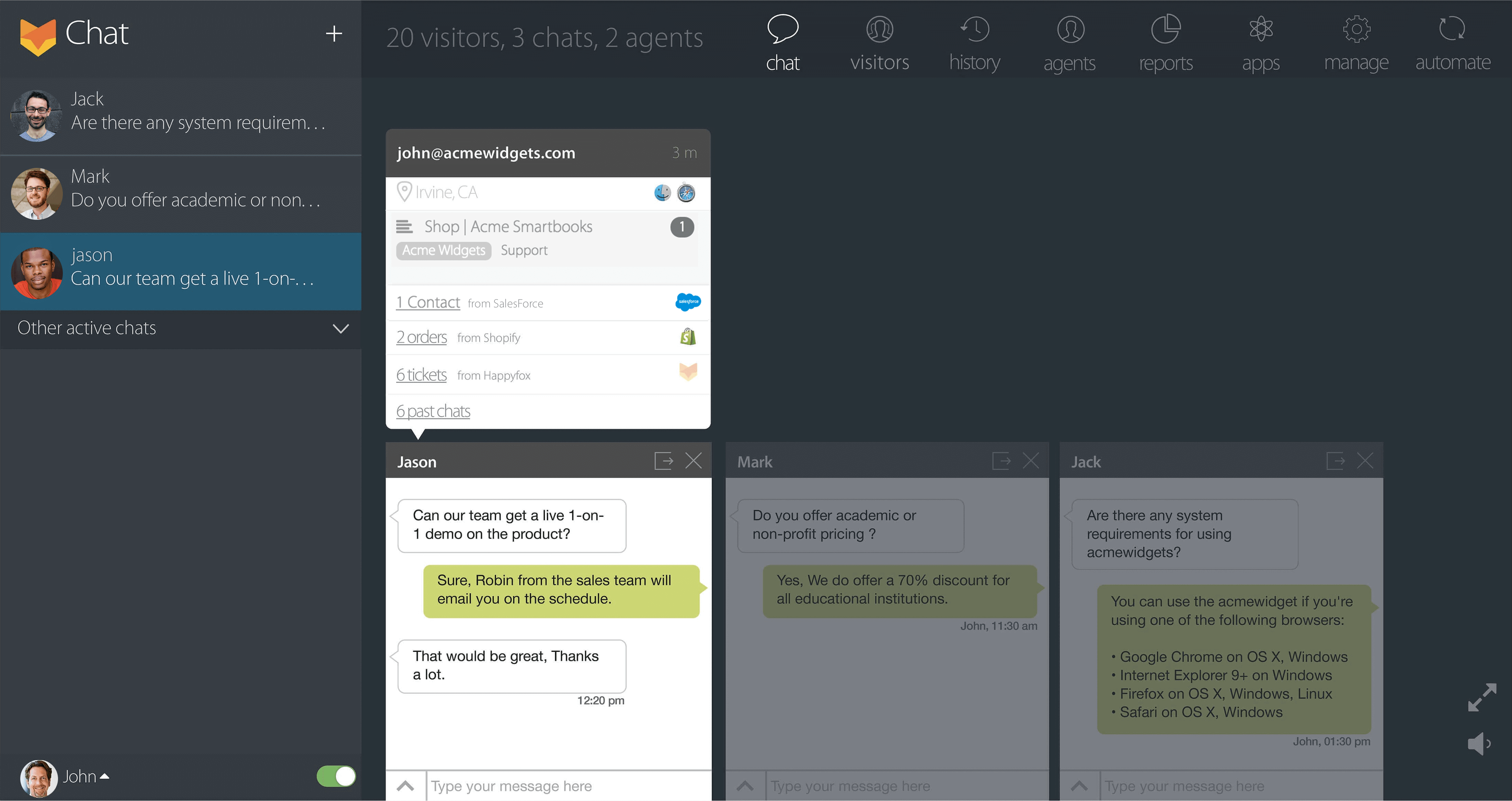 HappyFox Chatbot screenshot