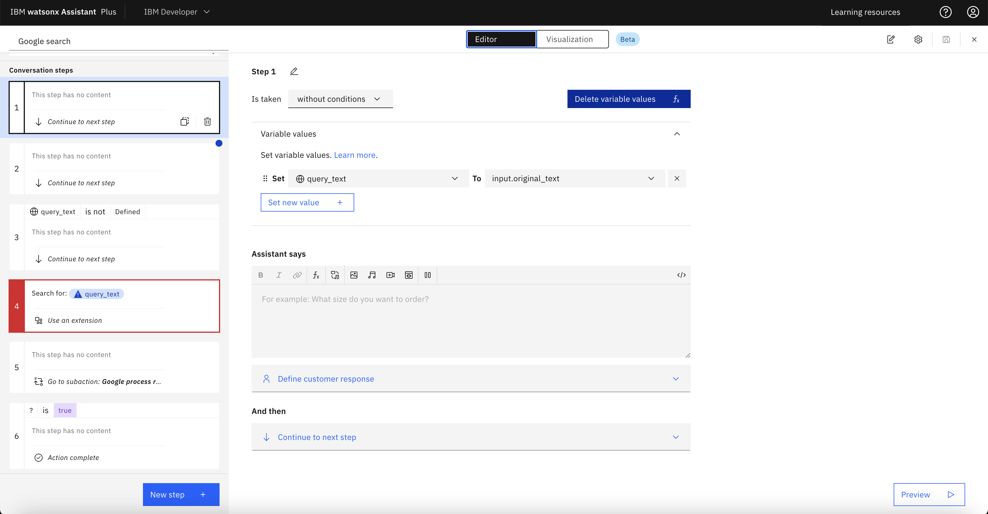 IBM Watson Assistant screenshot