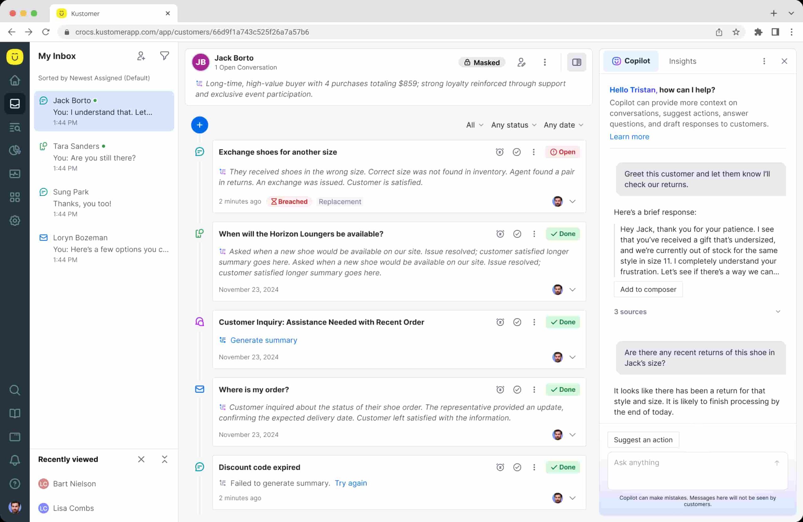Kustomer screenshot