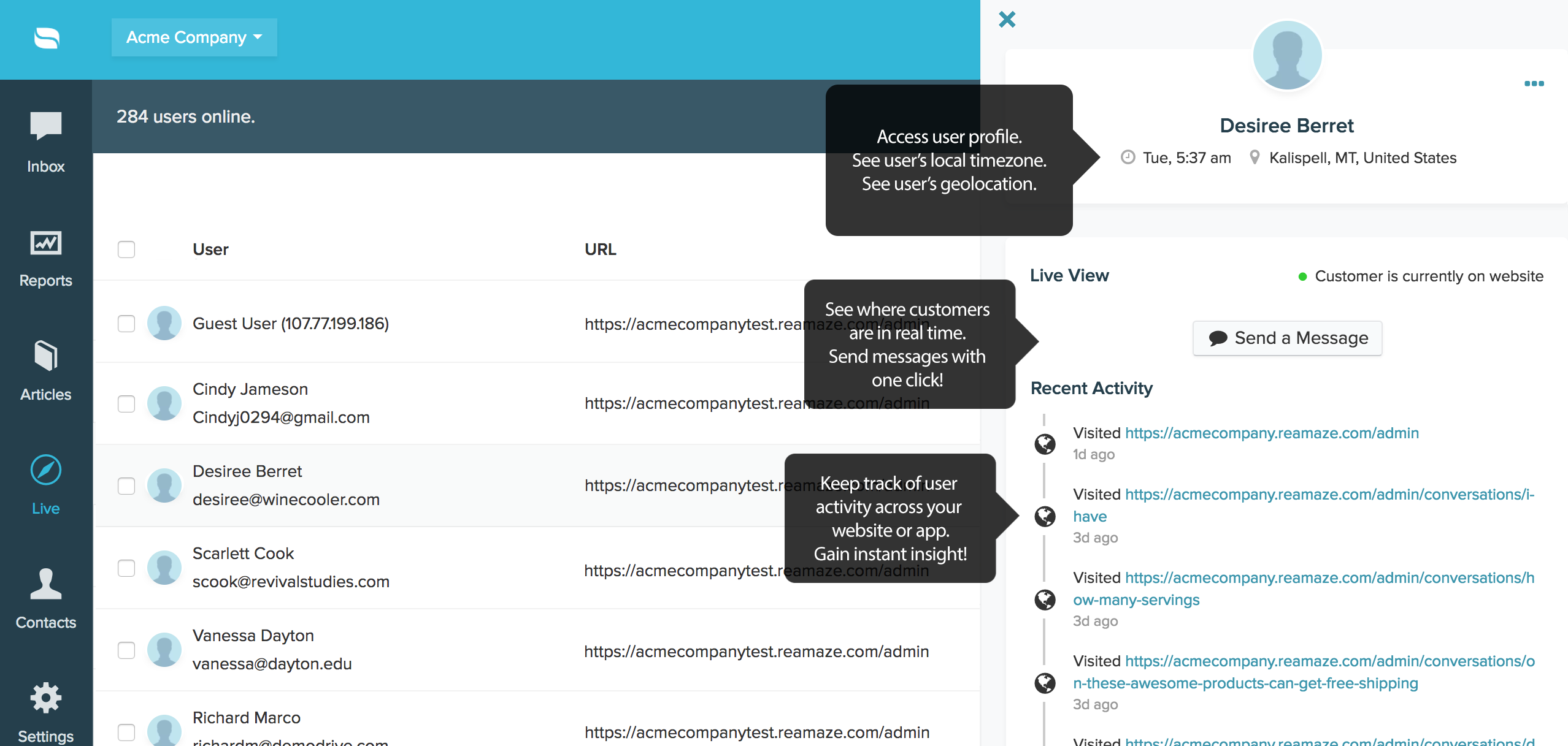 Live Dashboard screenshot