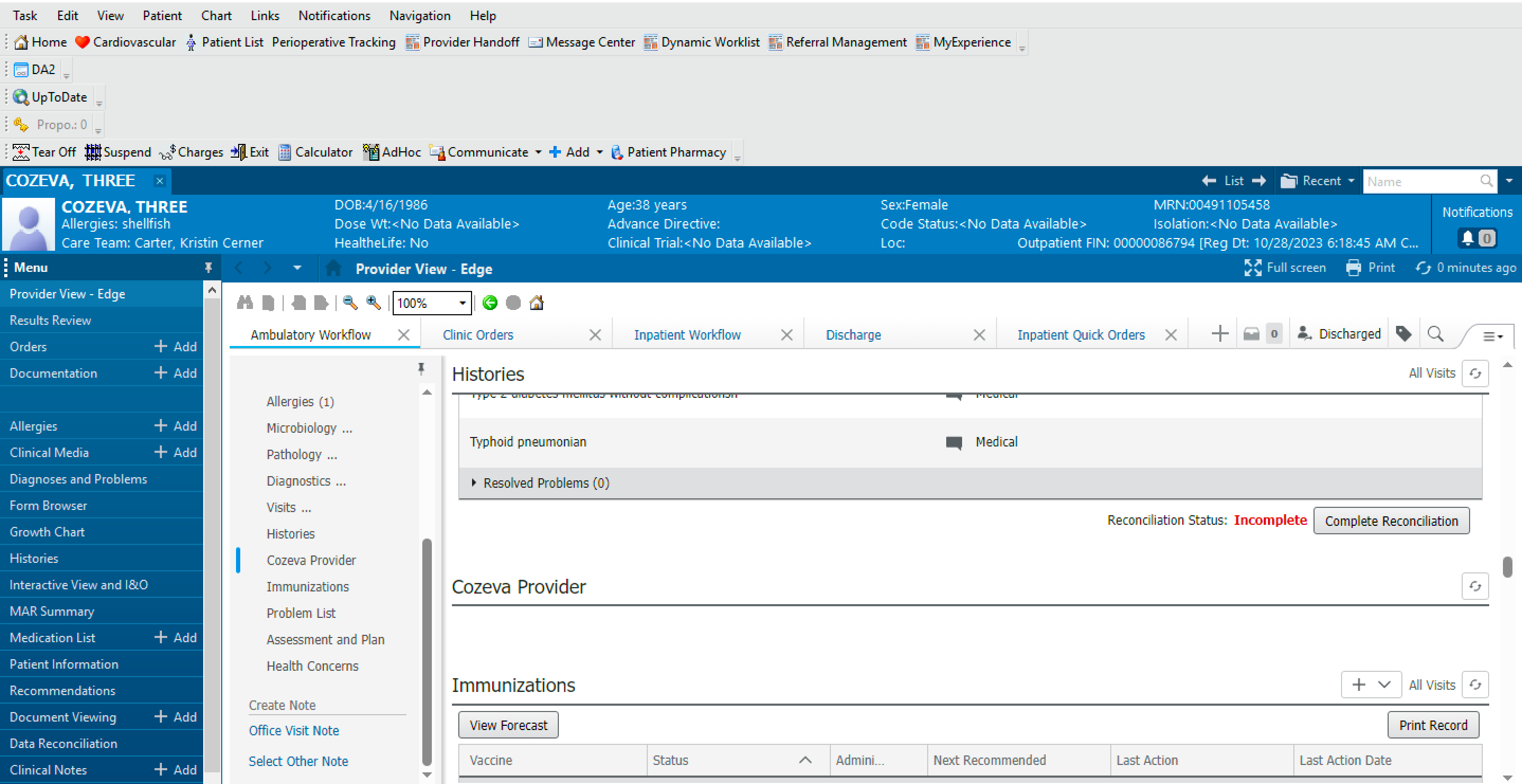 Oracle Cerner screenshot