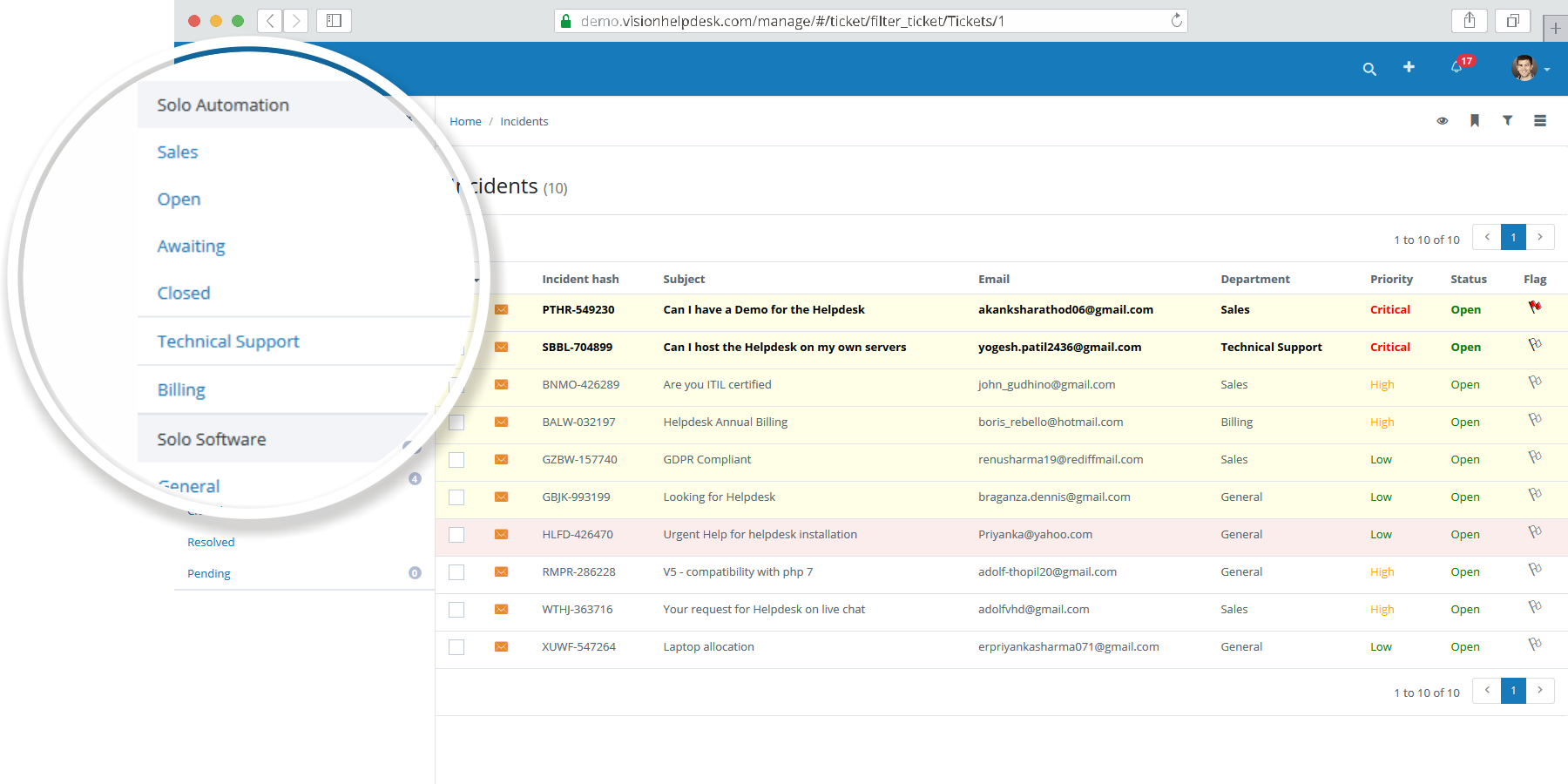 Satellite Help Desk Software screenshot