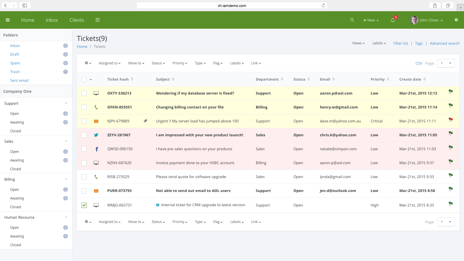 Vision Helpdesk screenshot