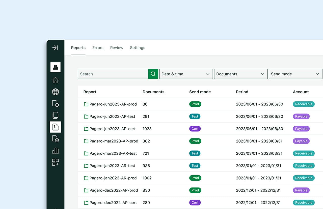 E-invoicing solution screenshot