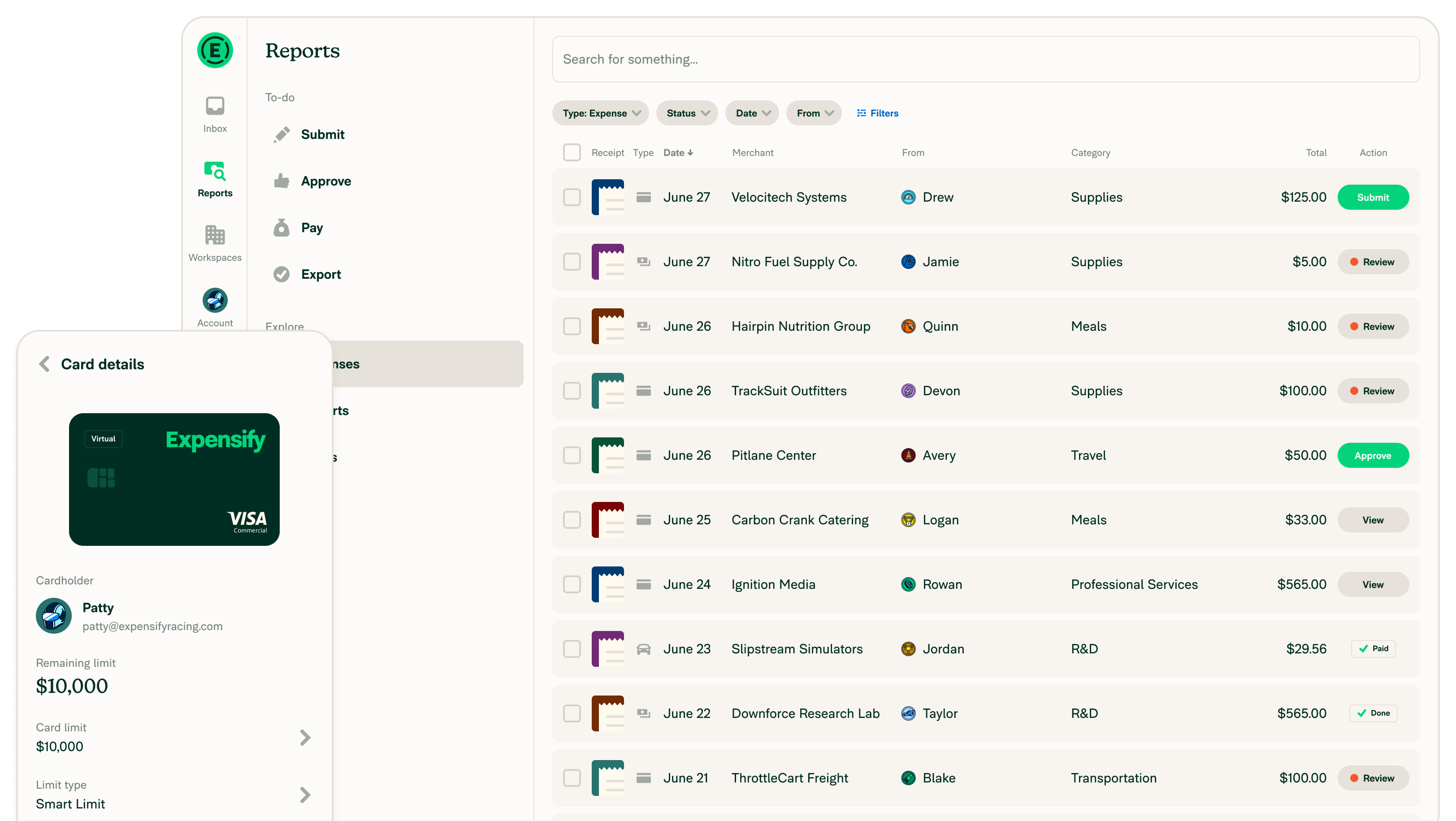 Expensify screenshot