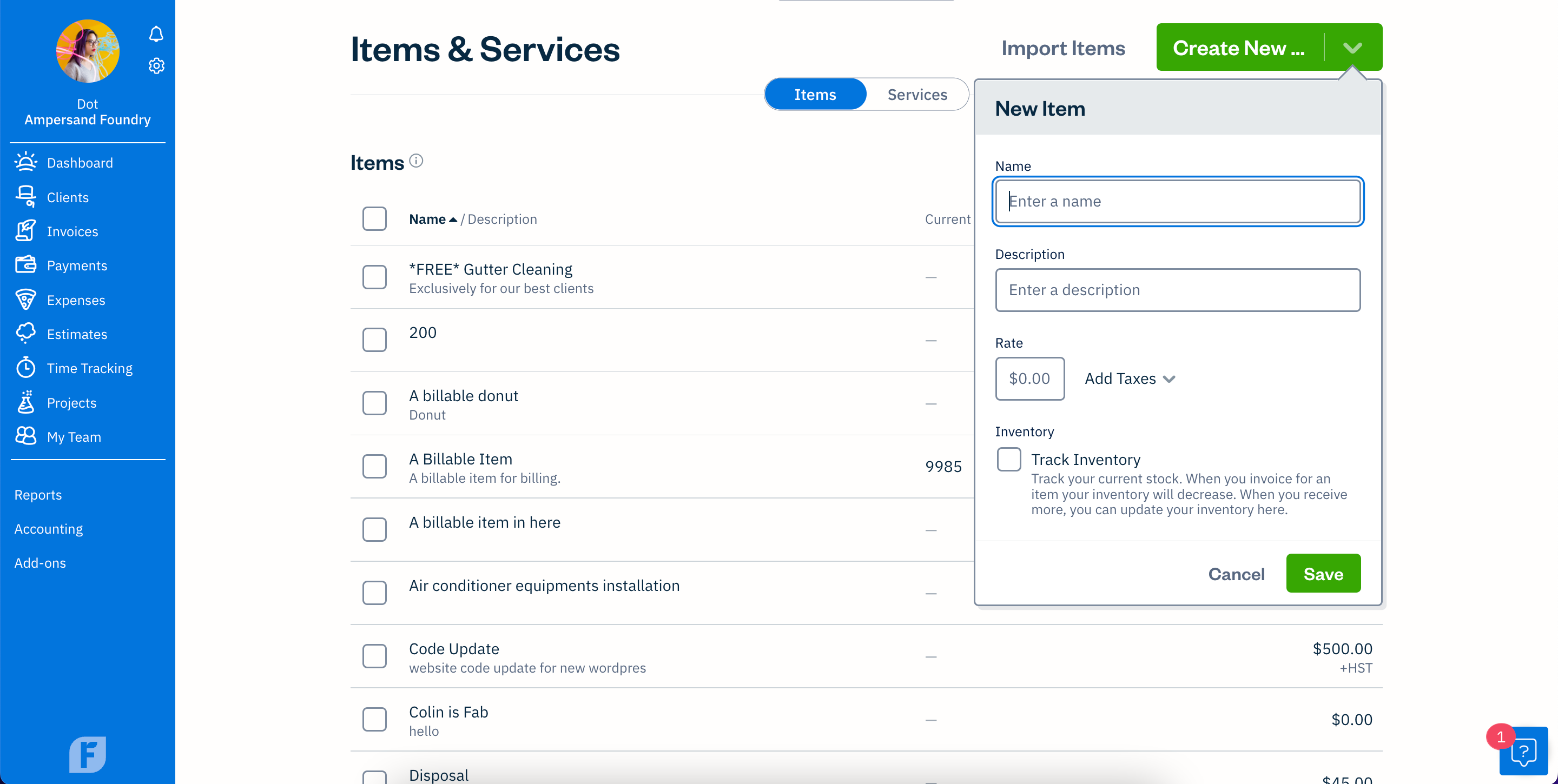 FreshBooks screenshot