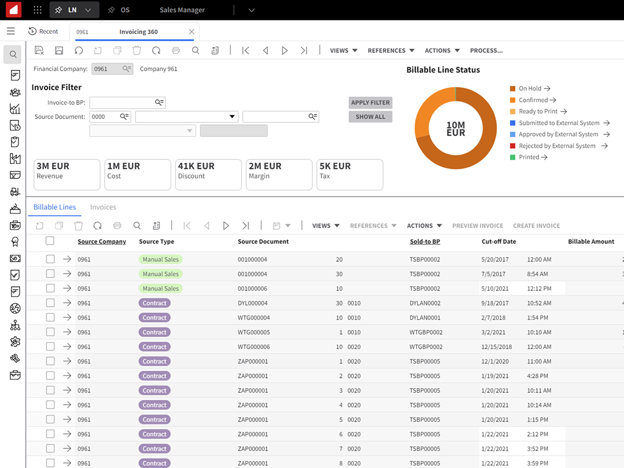 Infor CloudSuite ERP screenshot