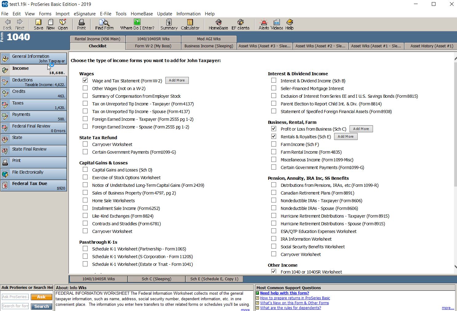 Intuit ProSeries screenshot