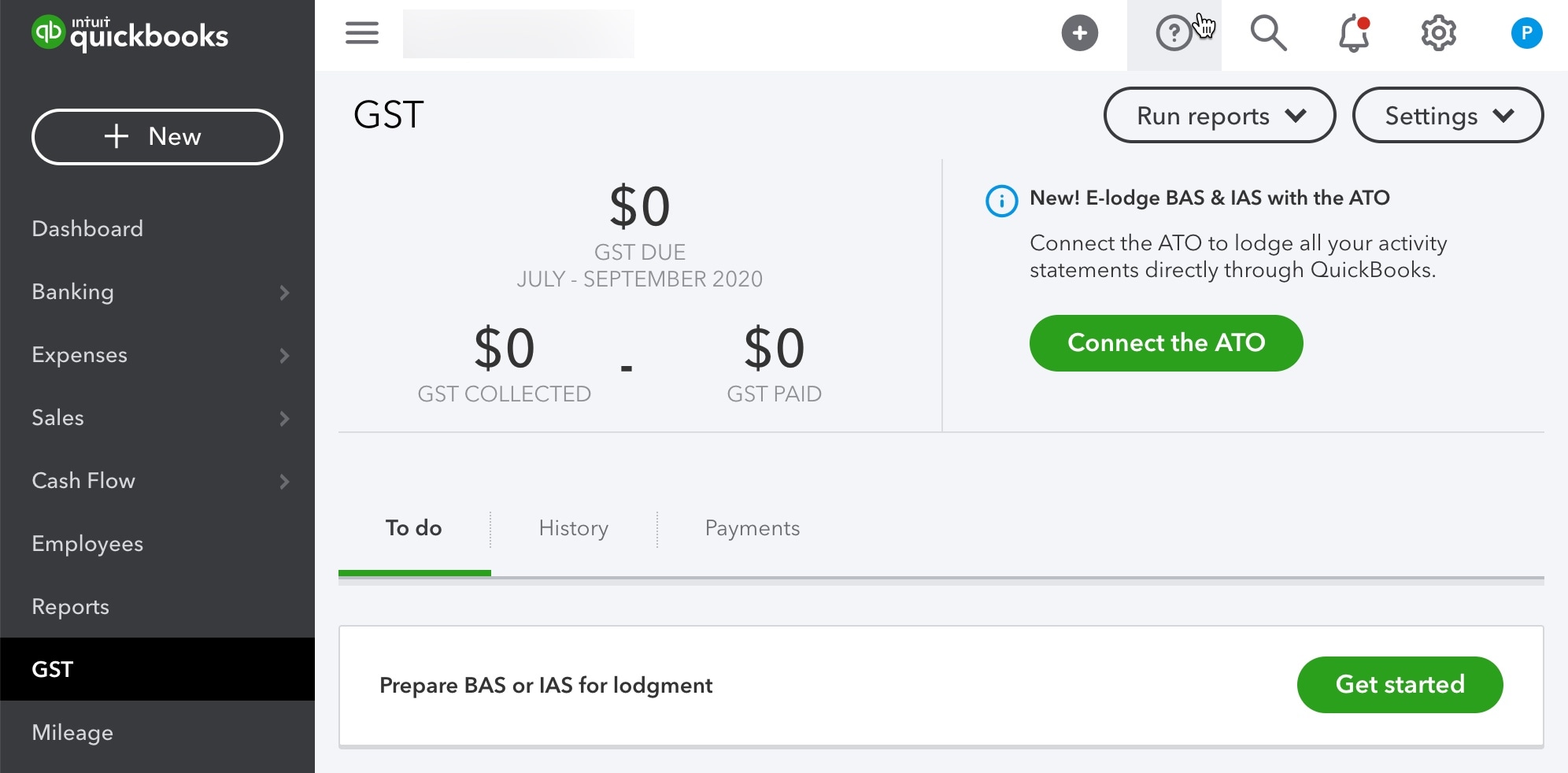 QuickBooks Online screenshot