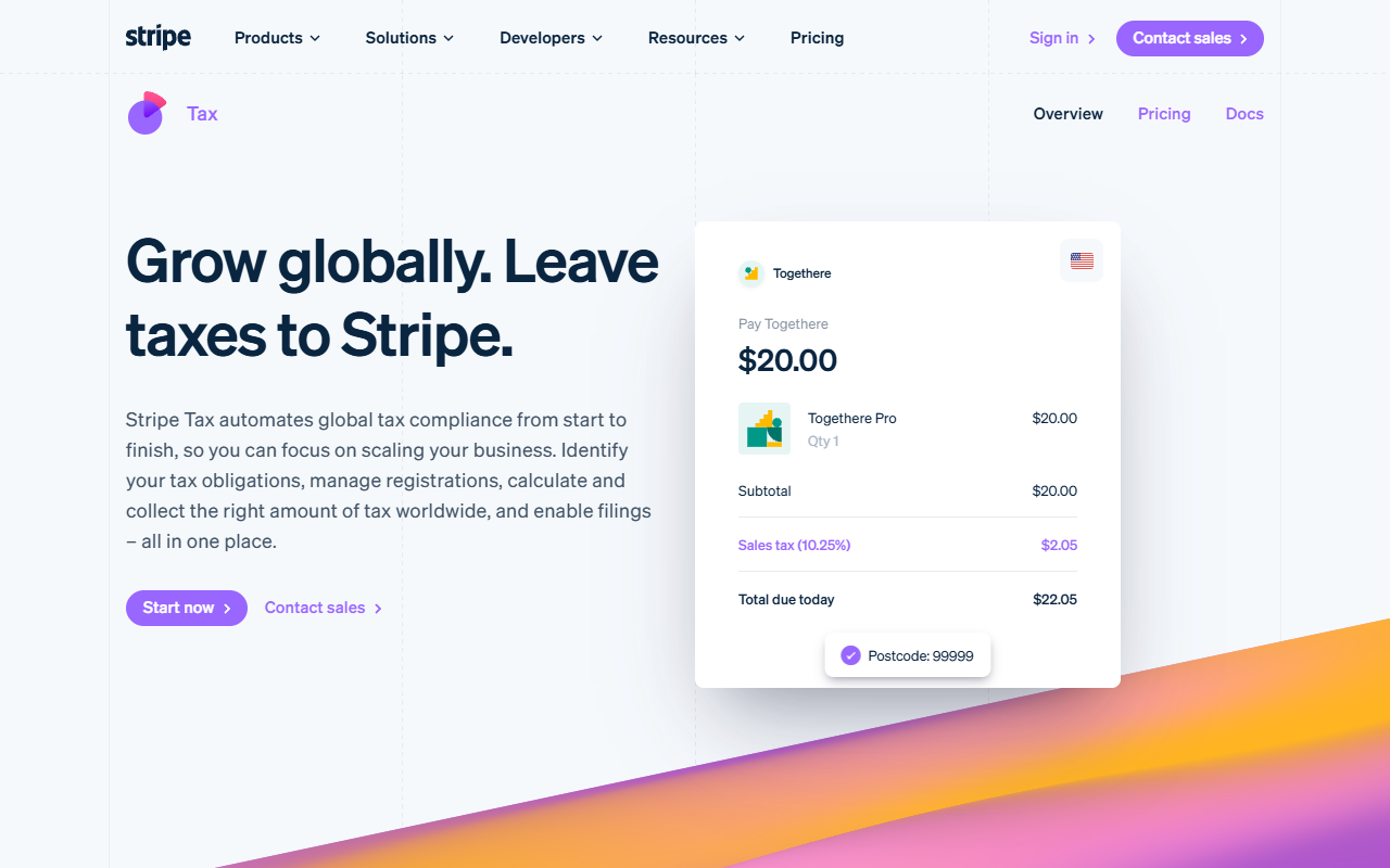 Stripe Tax screenshot