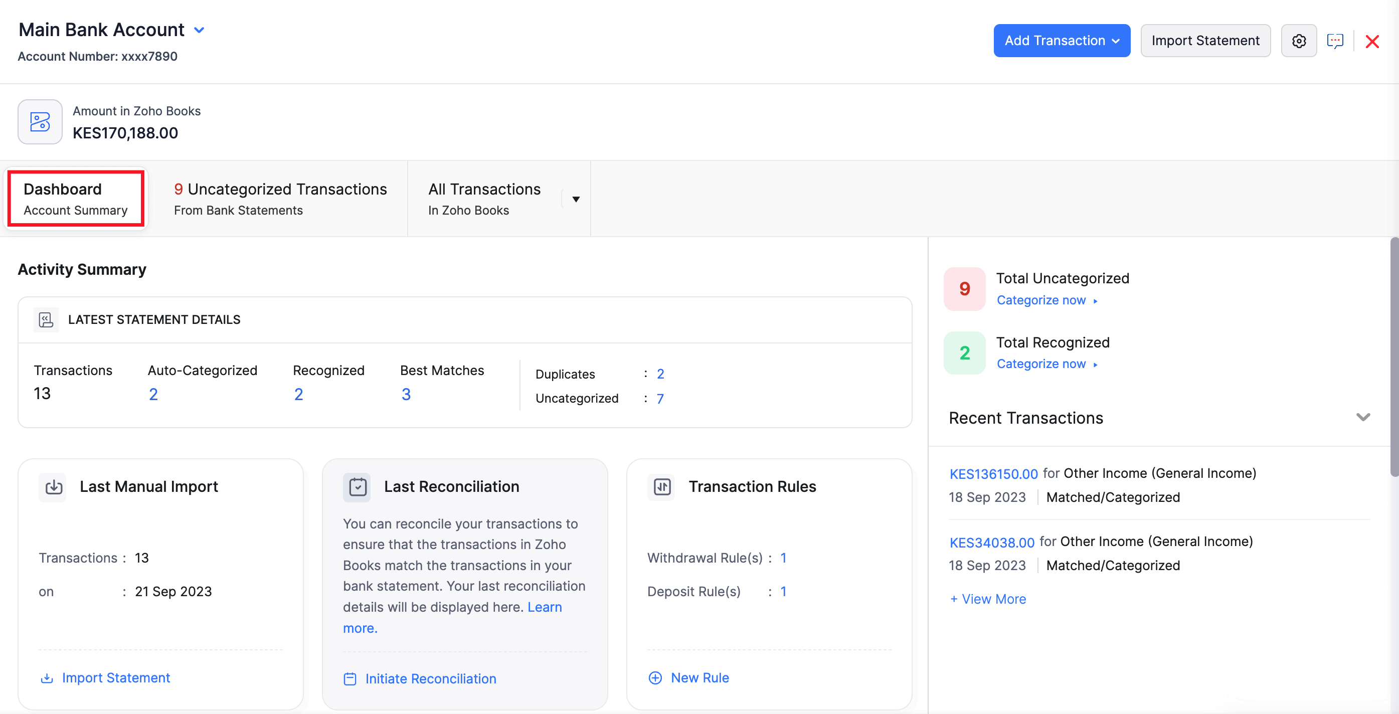 Zoho Books screenshot
