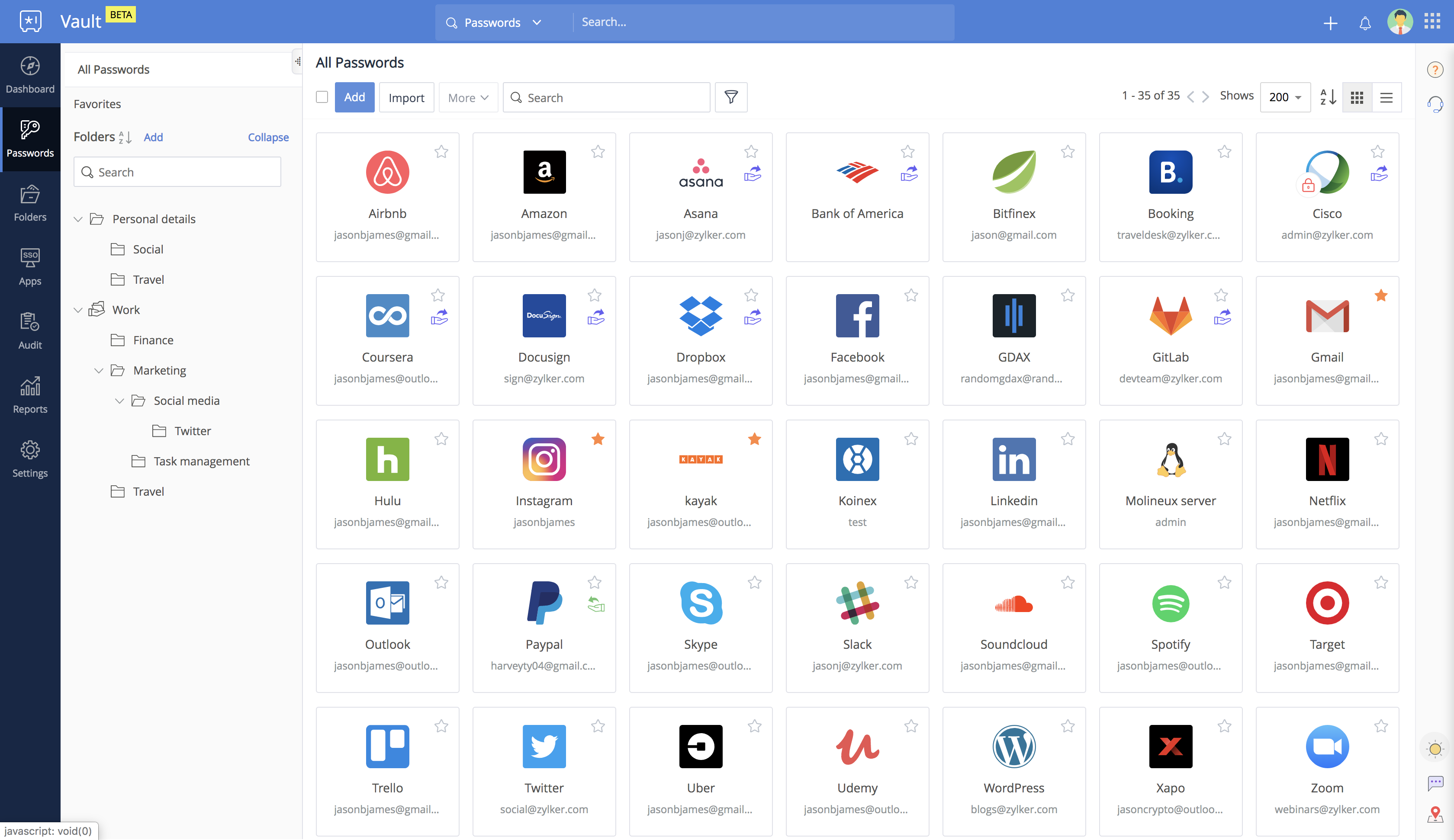 Zoho ERP screenshot