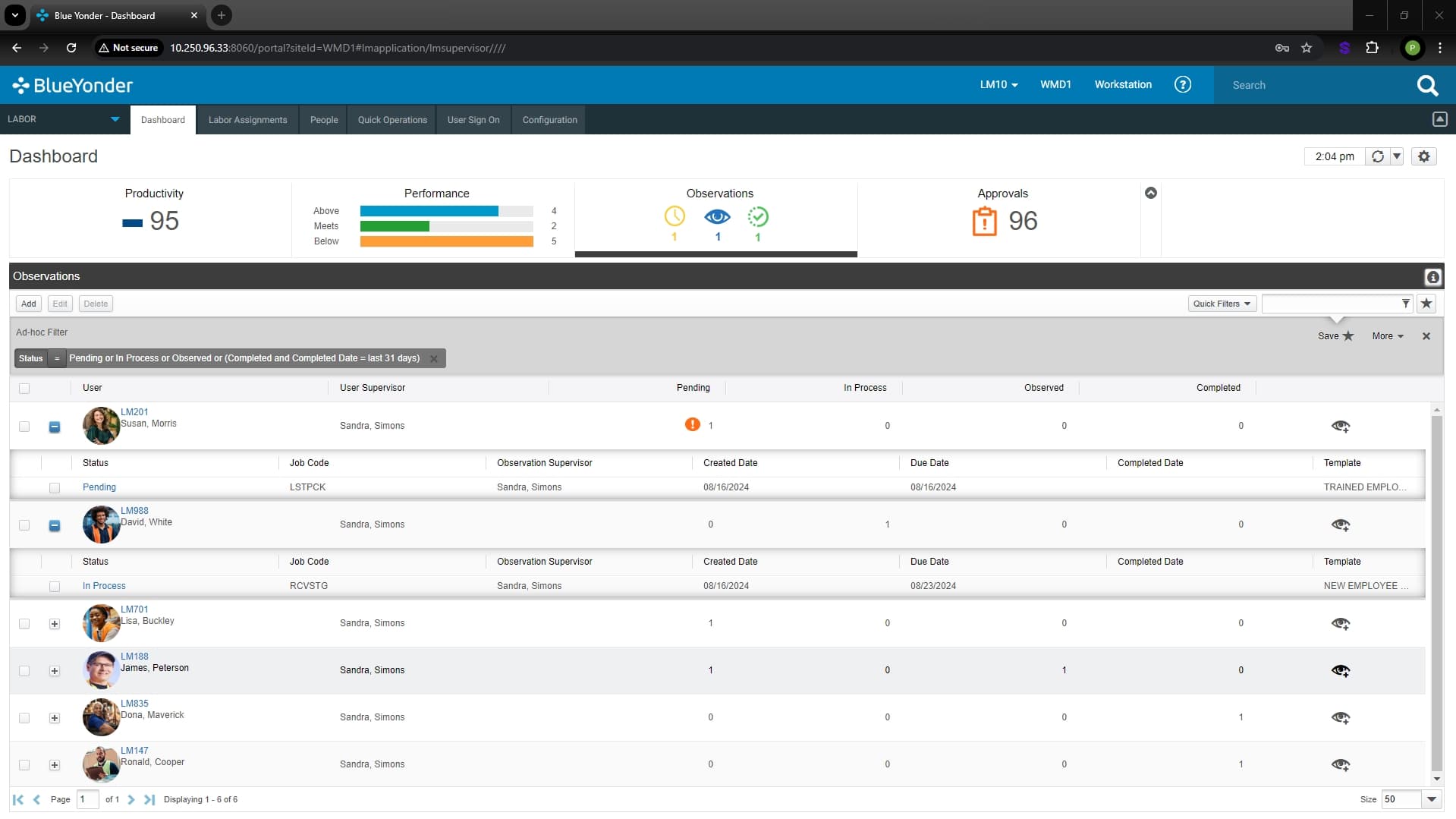 Blue Yonder Workforce & Labor Management screenshot