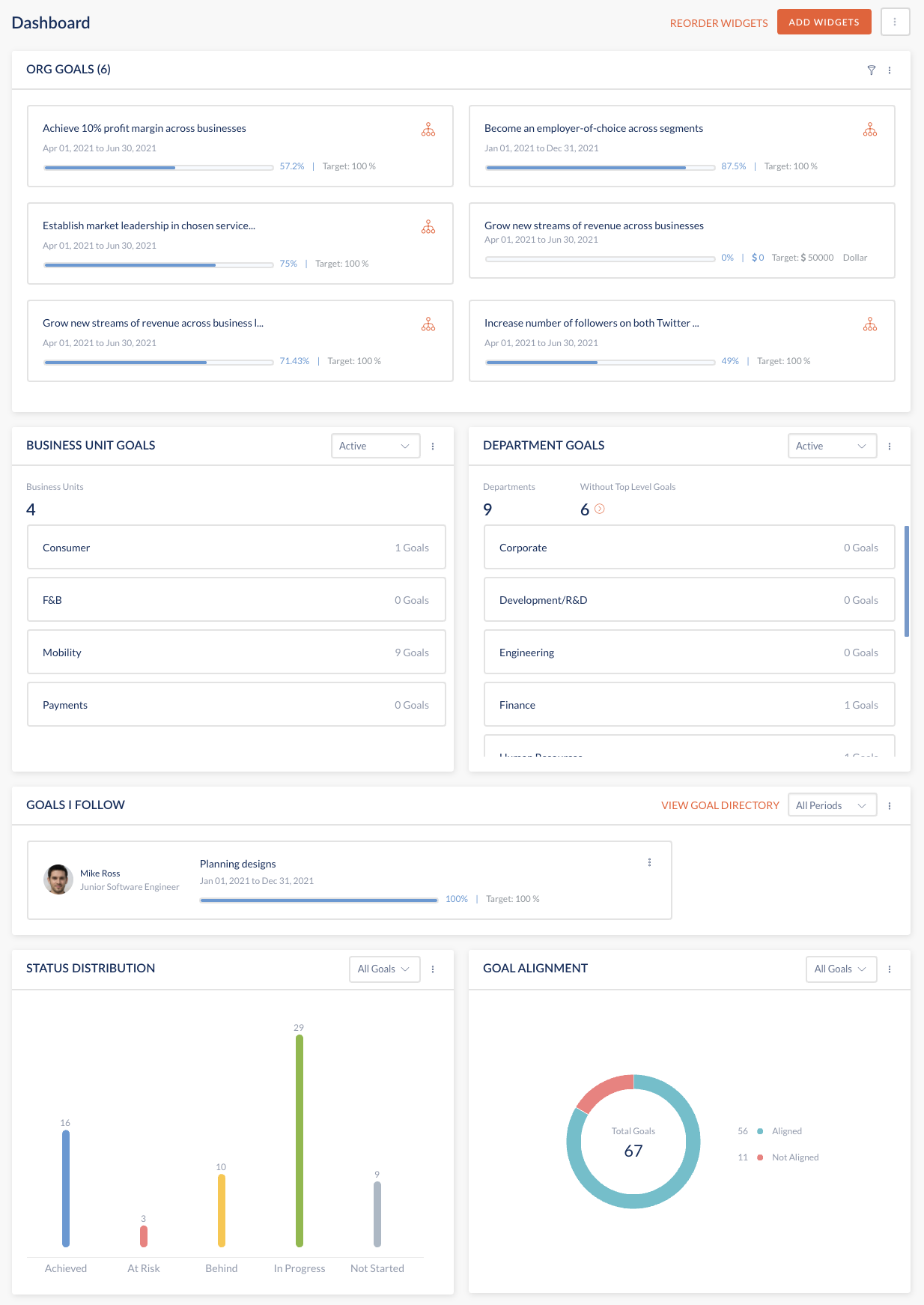 Engagedly Goals & OKRs screenshot
