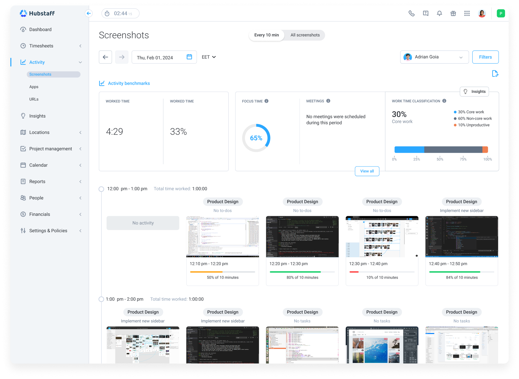 Hubstaff screenshot
