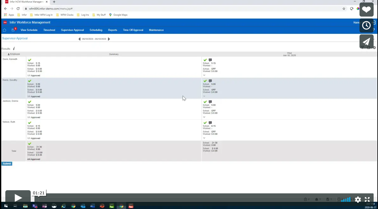 Infor HCM screenshot