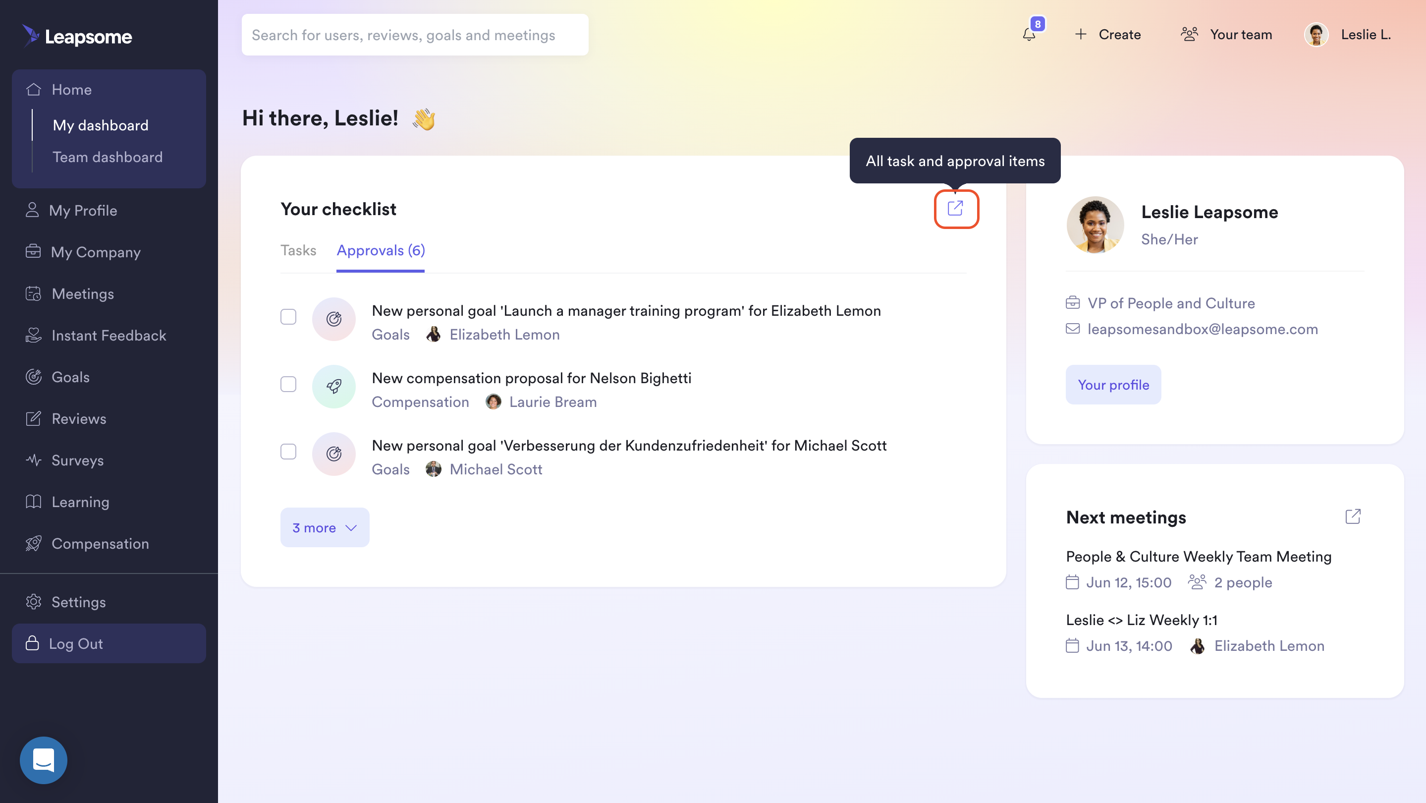 Leapsome Goals screenshot