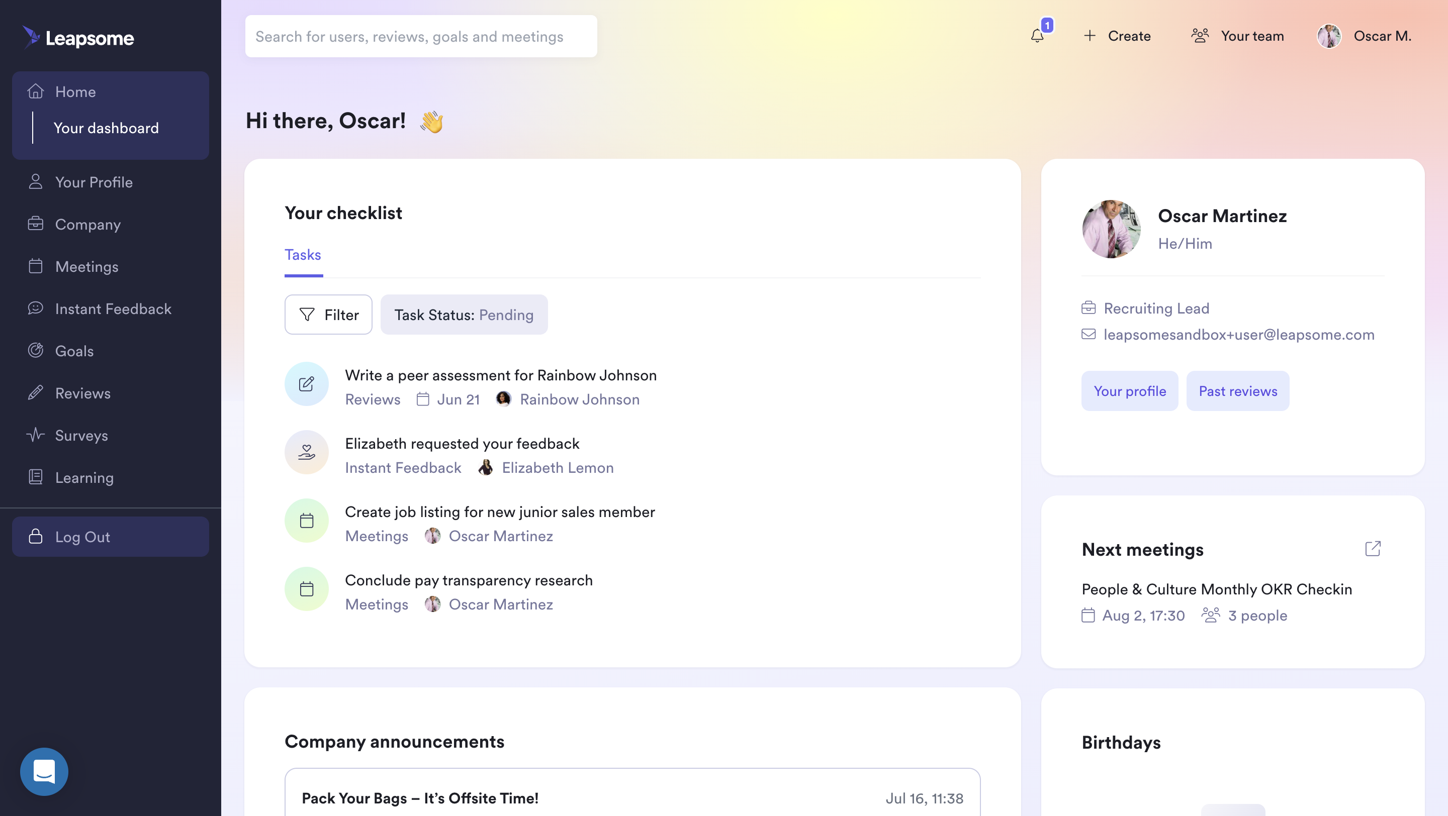 Leapsome screenshot