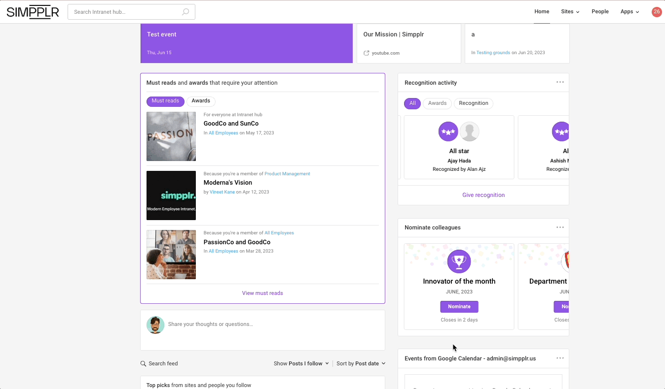 Simpplr screenshot