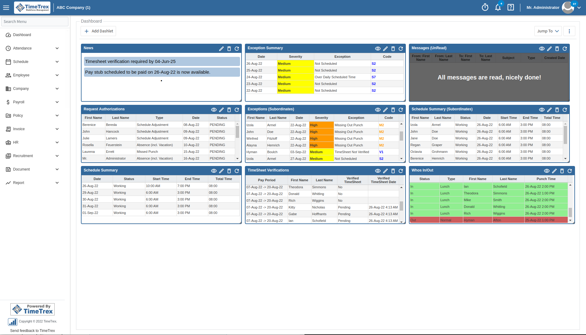 TimeTrex Community Edition screenshot