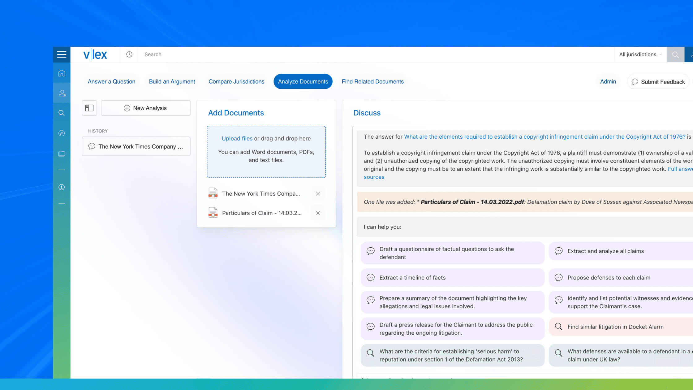 vLex Analytics screenshot