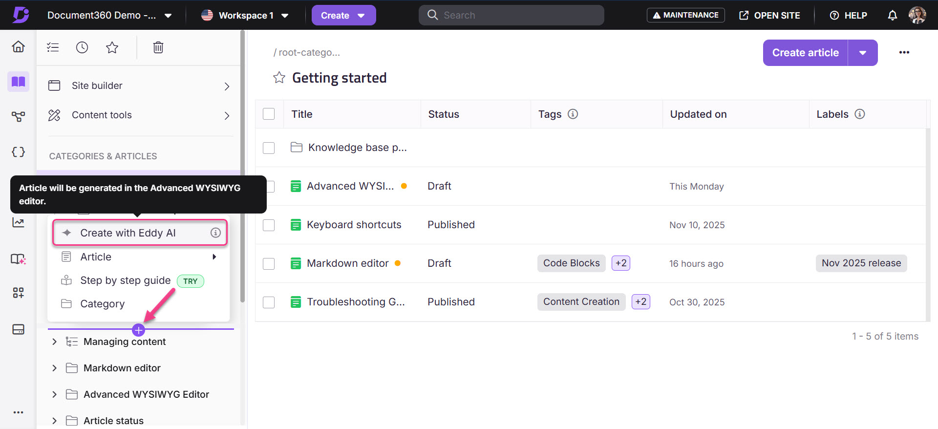 AI Writing Agent (Eddy) screenshot