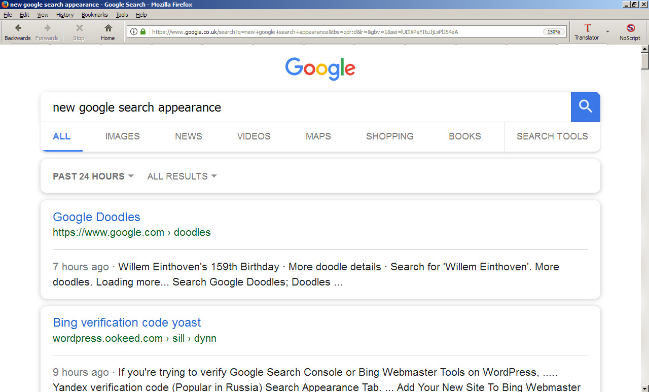 Google Search screenshot