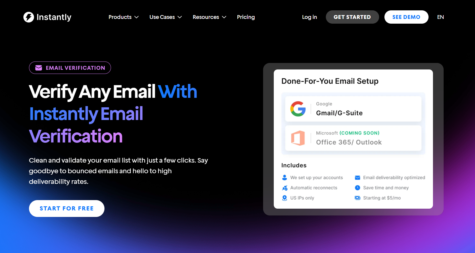 Instantly.ai Email Verification screenshot