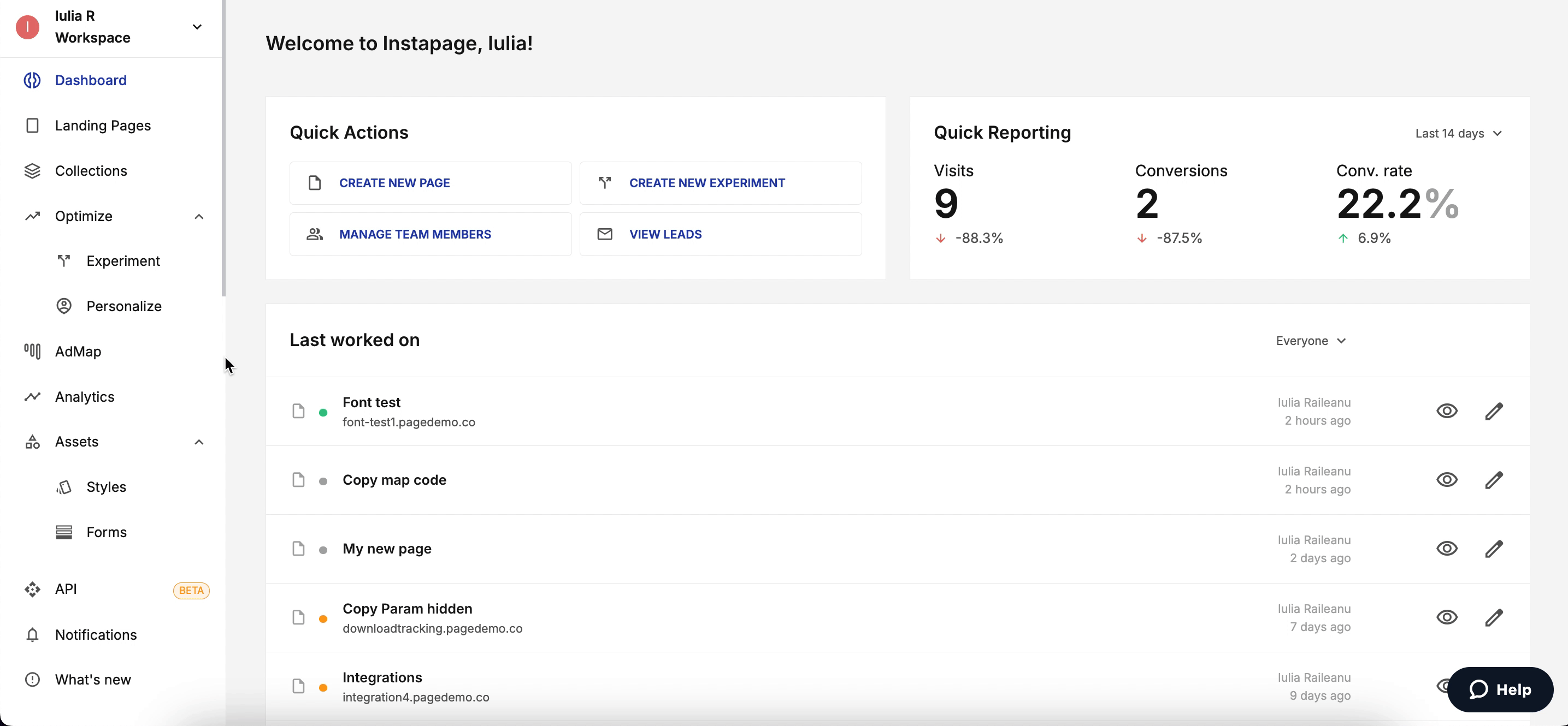 Instapage screenshot