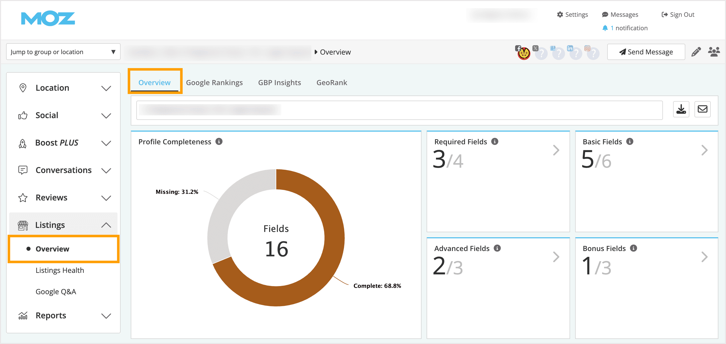 Moz API screenshot
