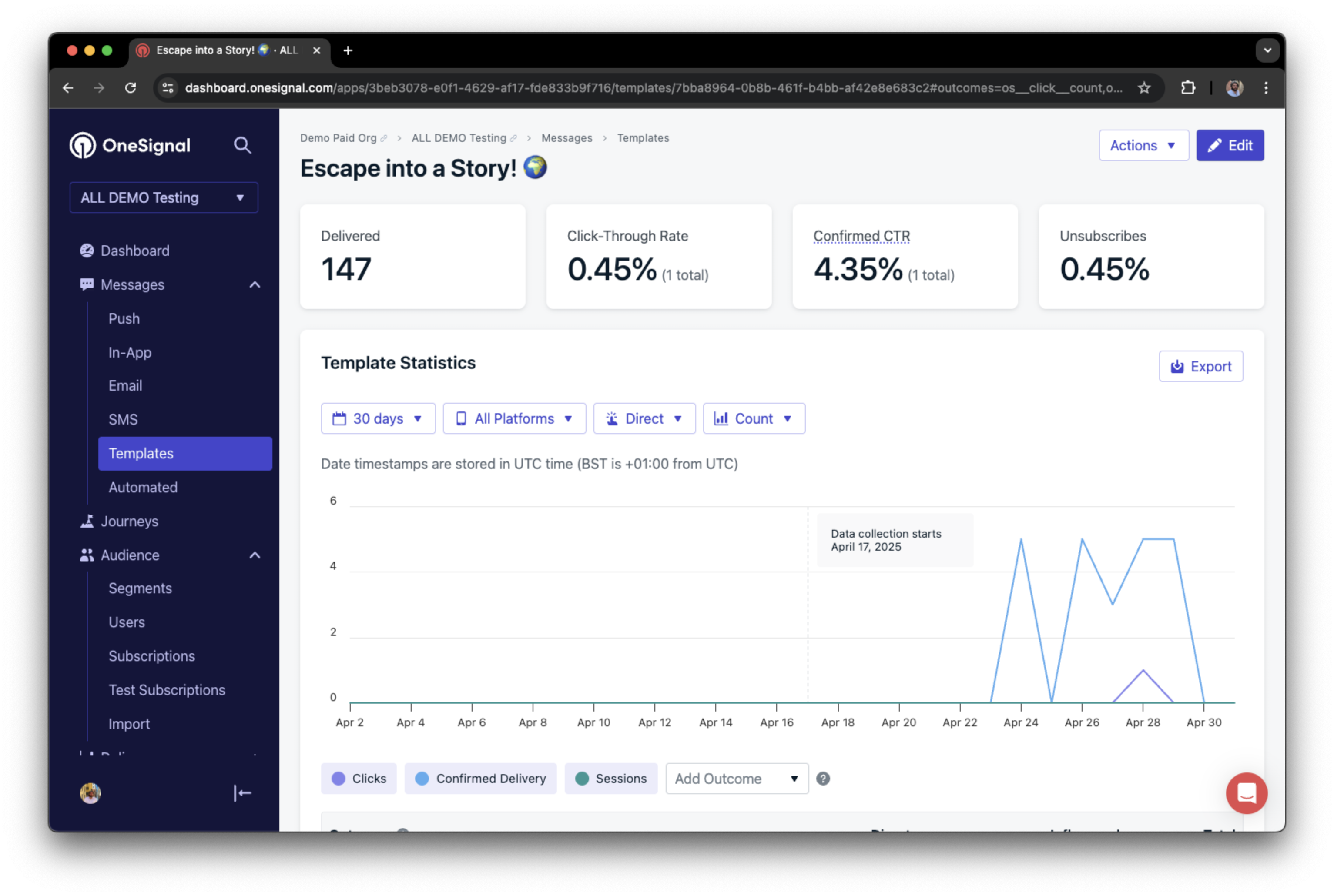 OneSignal screenshot