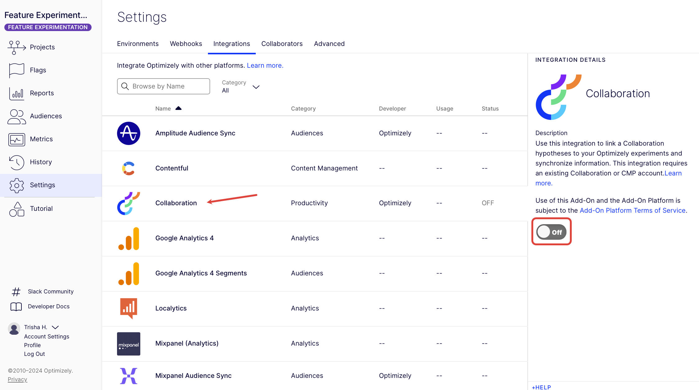 Optimizely screenshot