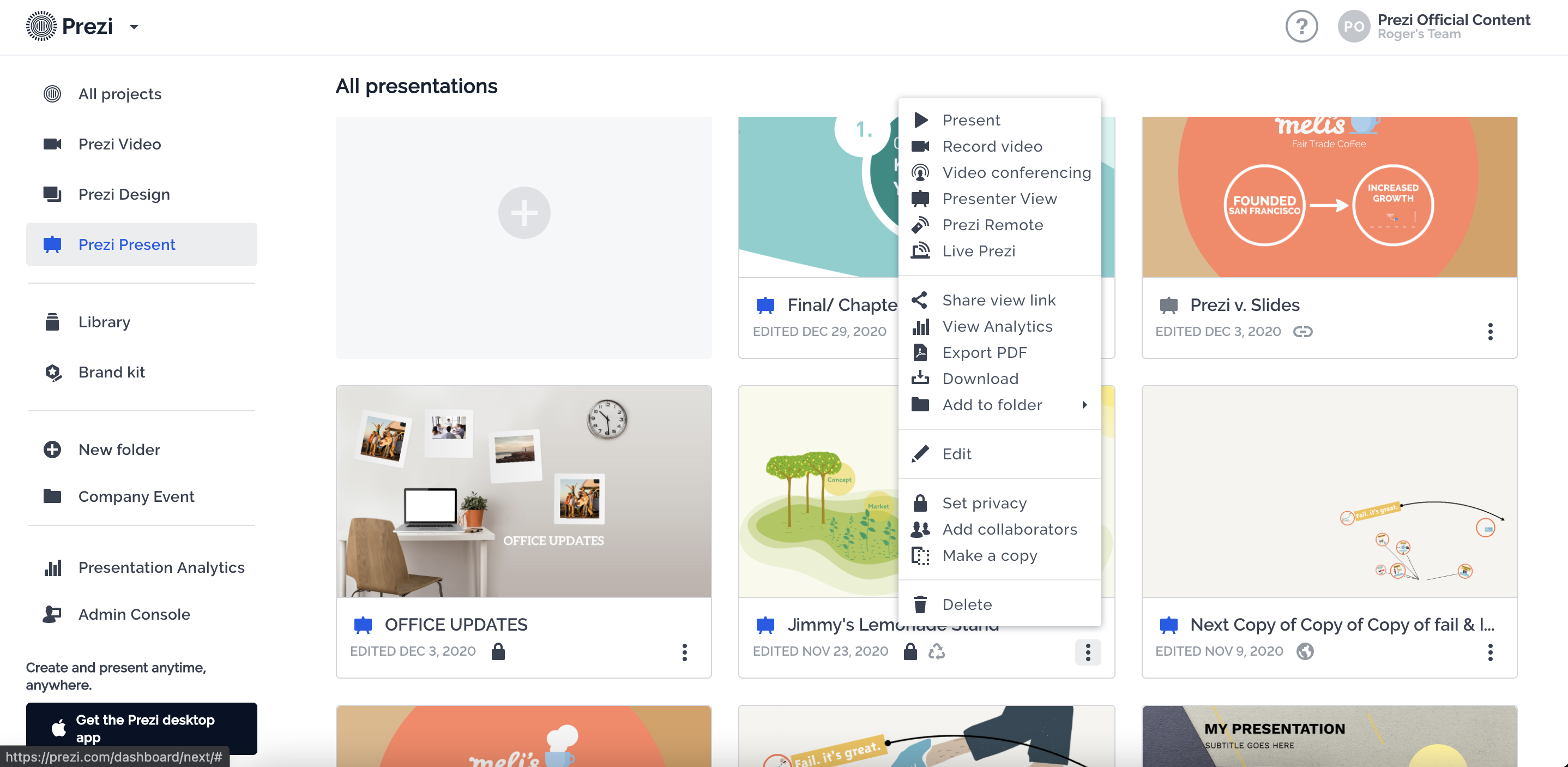 Prezi screenshot