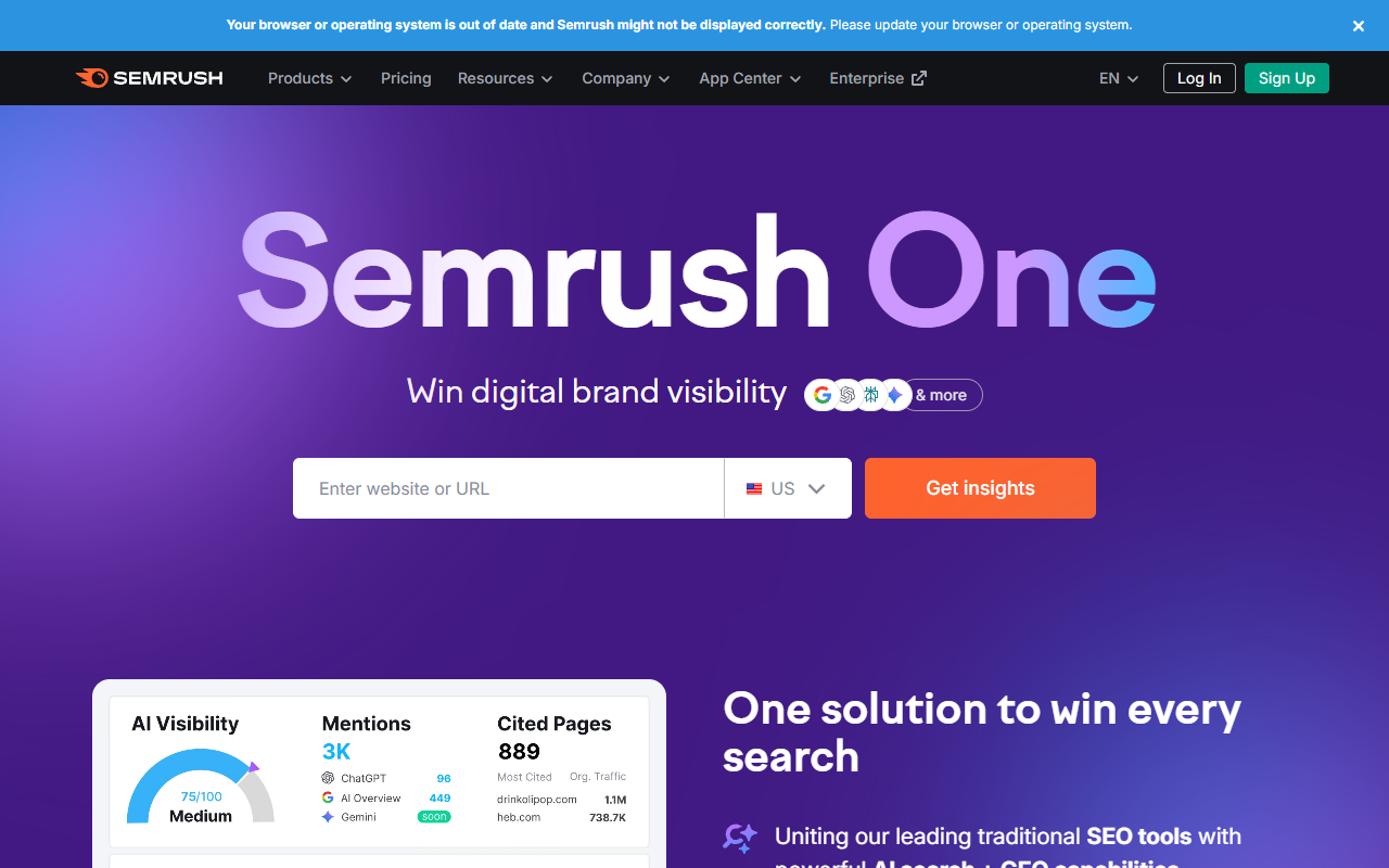 Semrush screenshot
