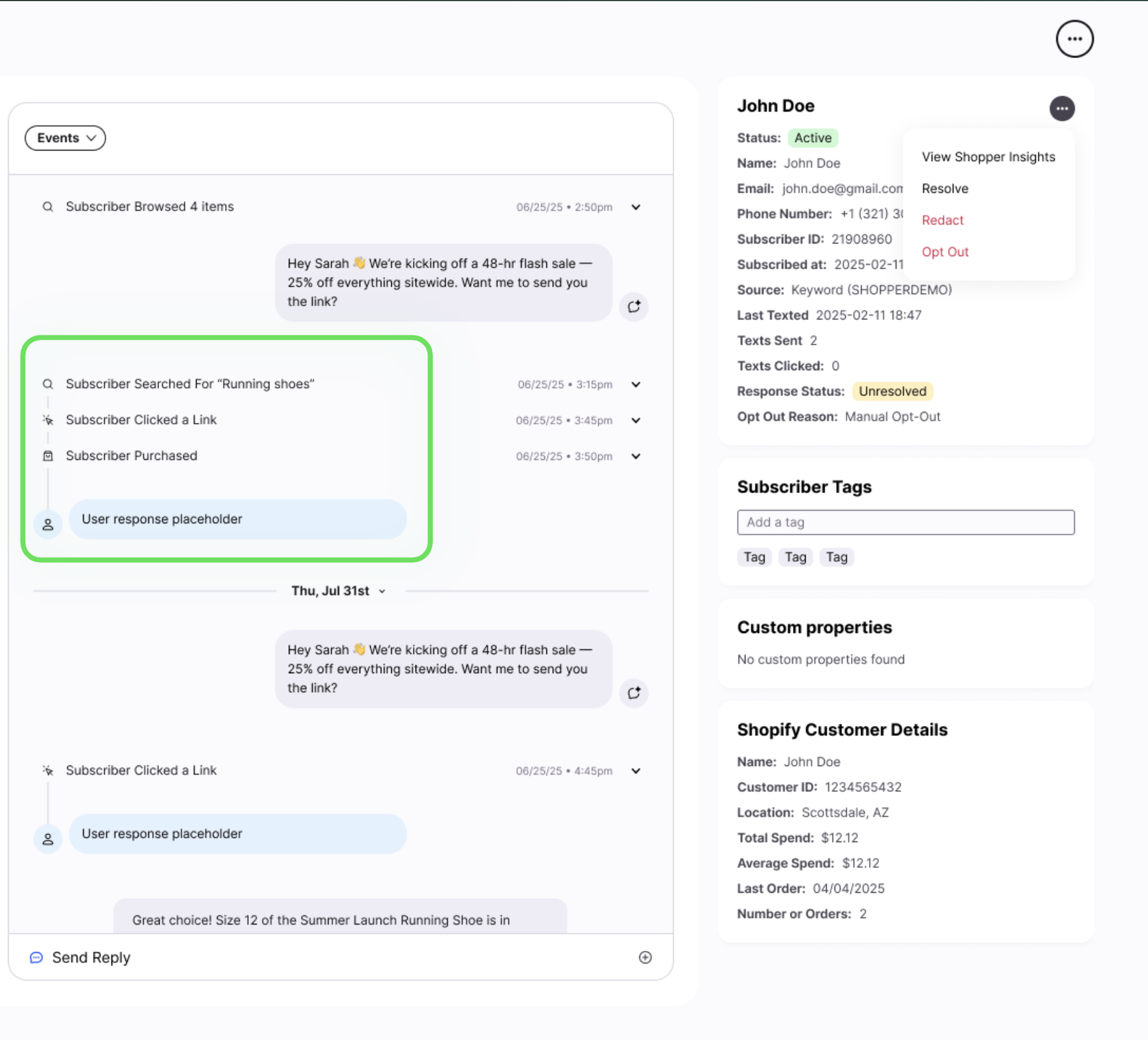SMS Sales screenshot