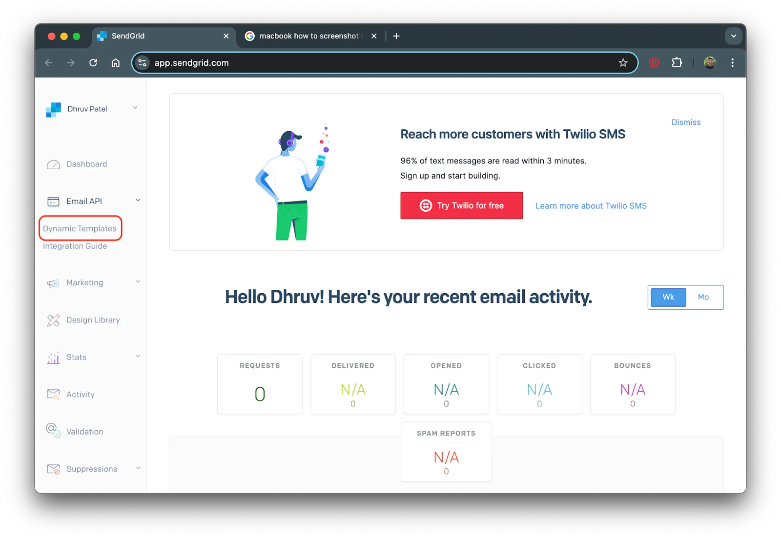 Twilio SendGrid screenshot